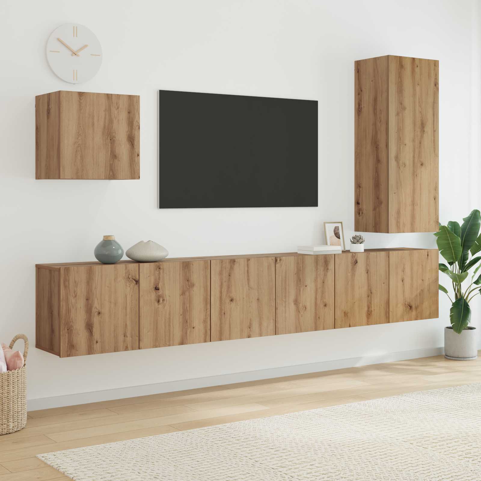 Unité murale de TV 5 pcs Chêne artisanal Bois d'ingénierie - XIOS