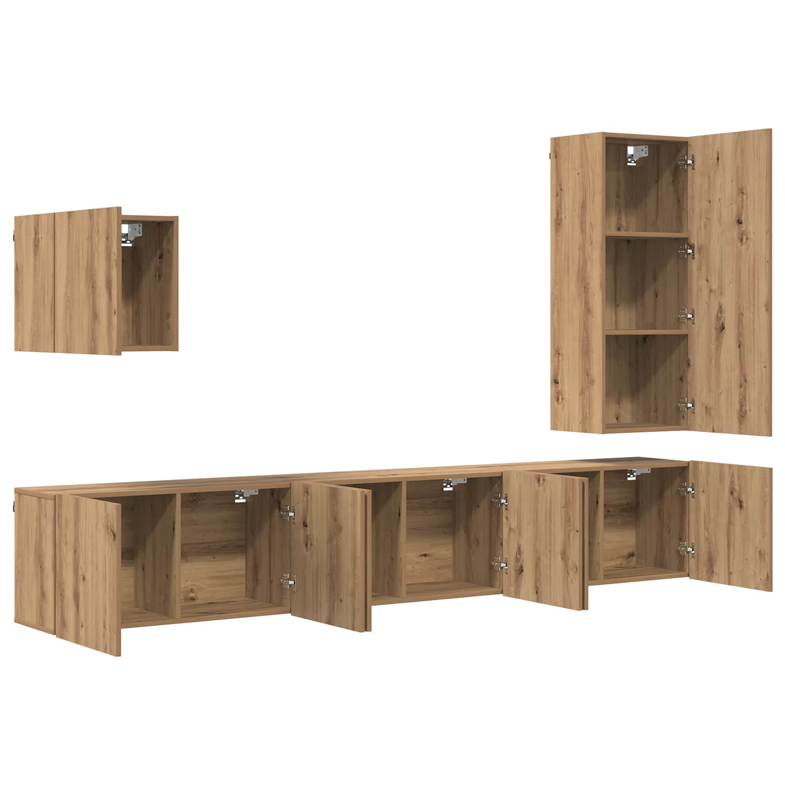Unité murale de TV 5 pcs Chêne artisanal Bois d'ingénierie - XIOS