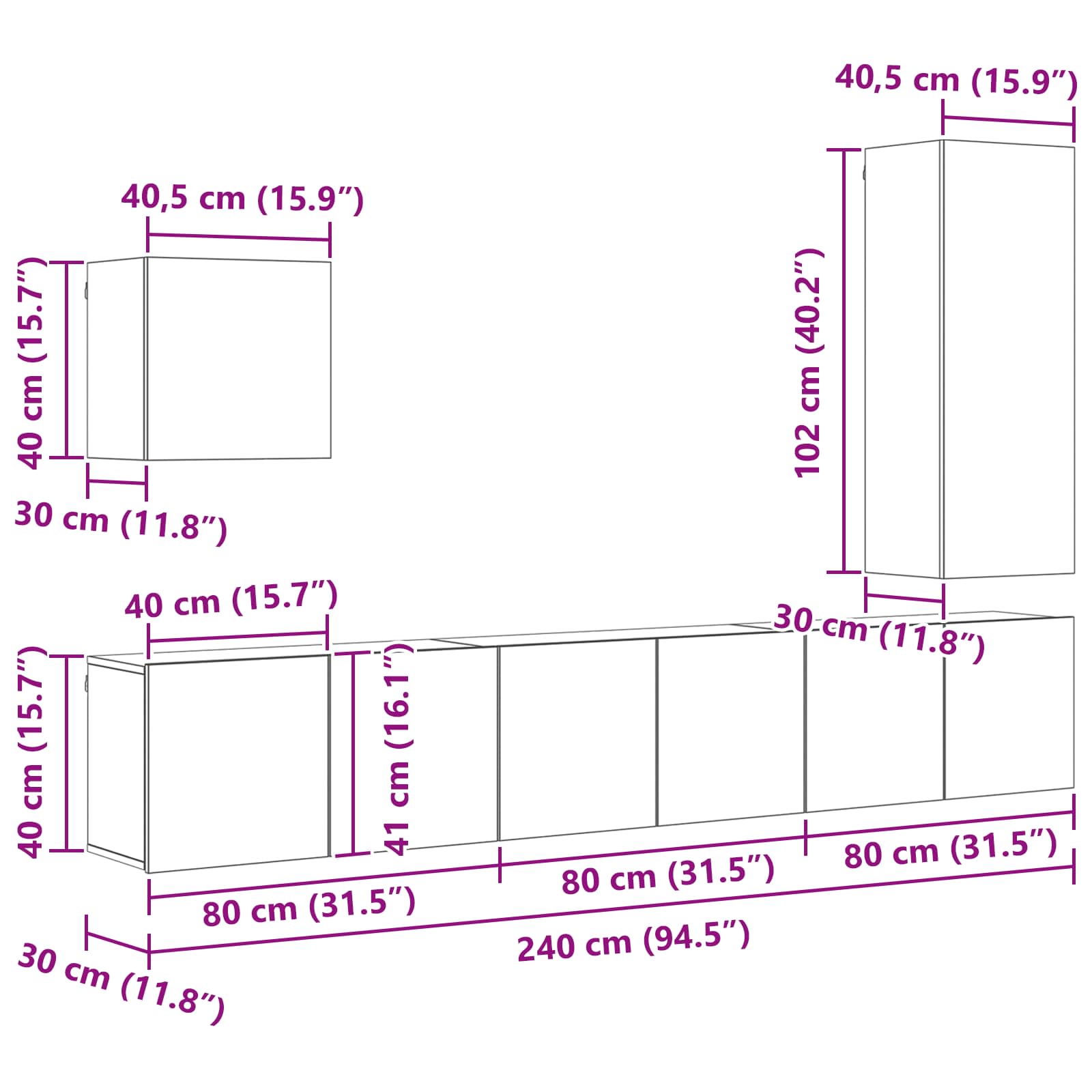 Unité murale de TV 5 pcs Chêne artisanal Bois d'ingénierie - XIOS