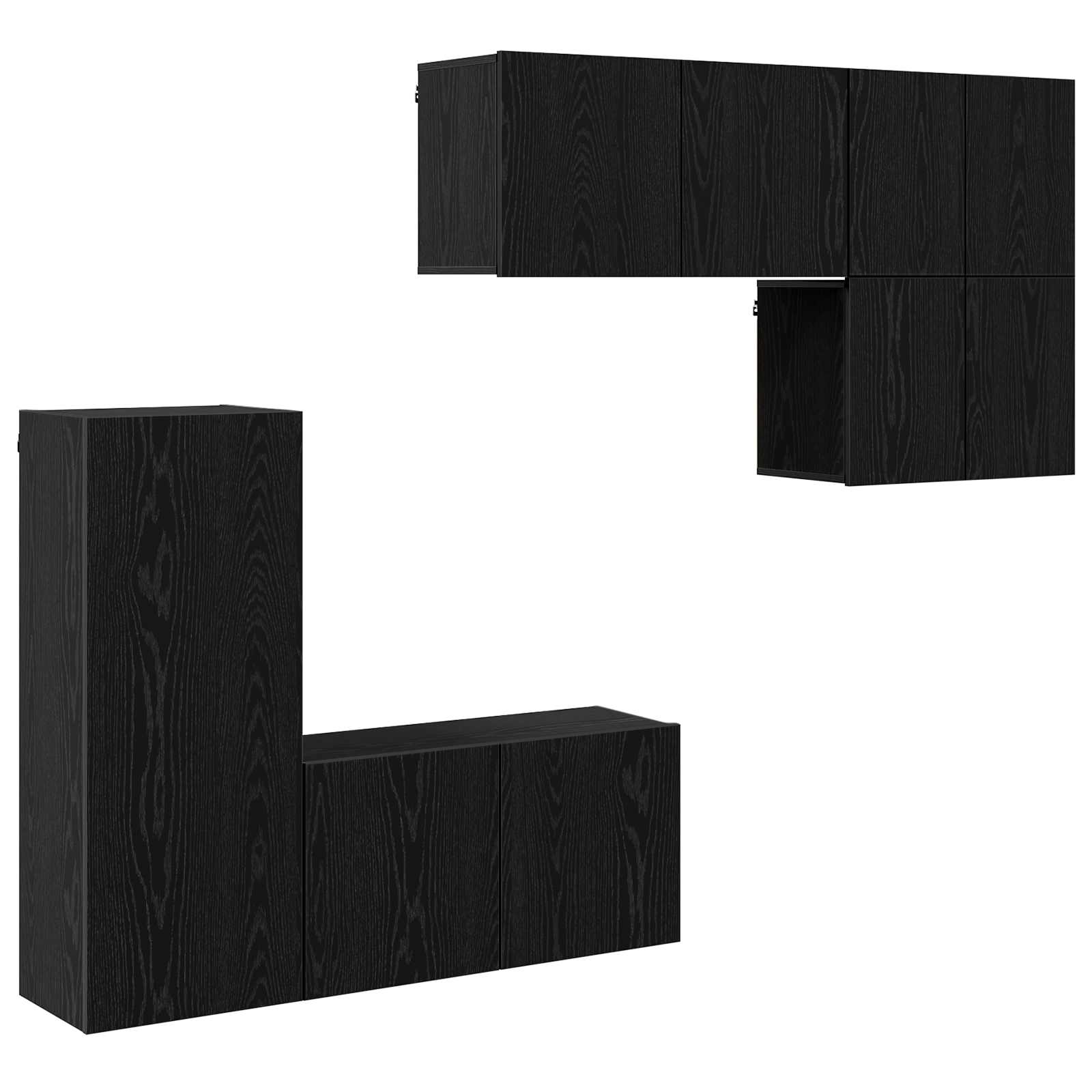 Unité murale de TV 5 pc Chêne noir Bois d'ingénierie