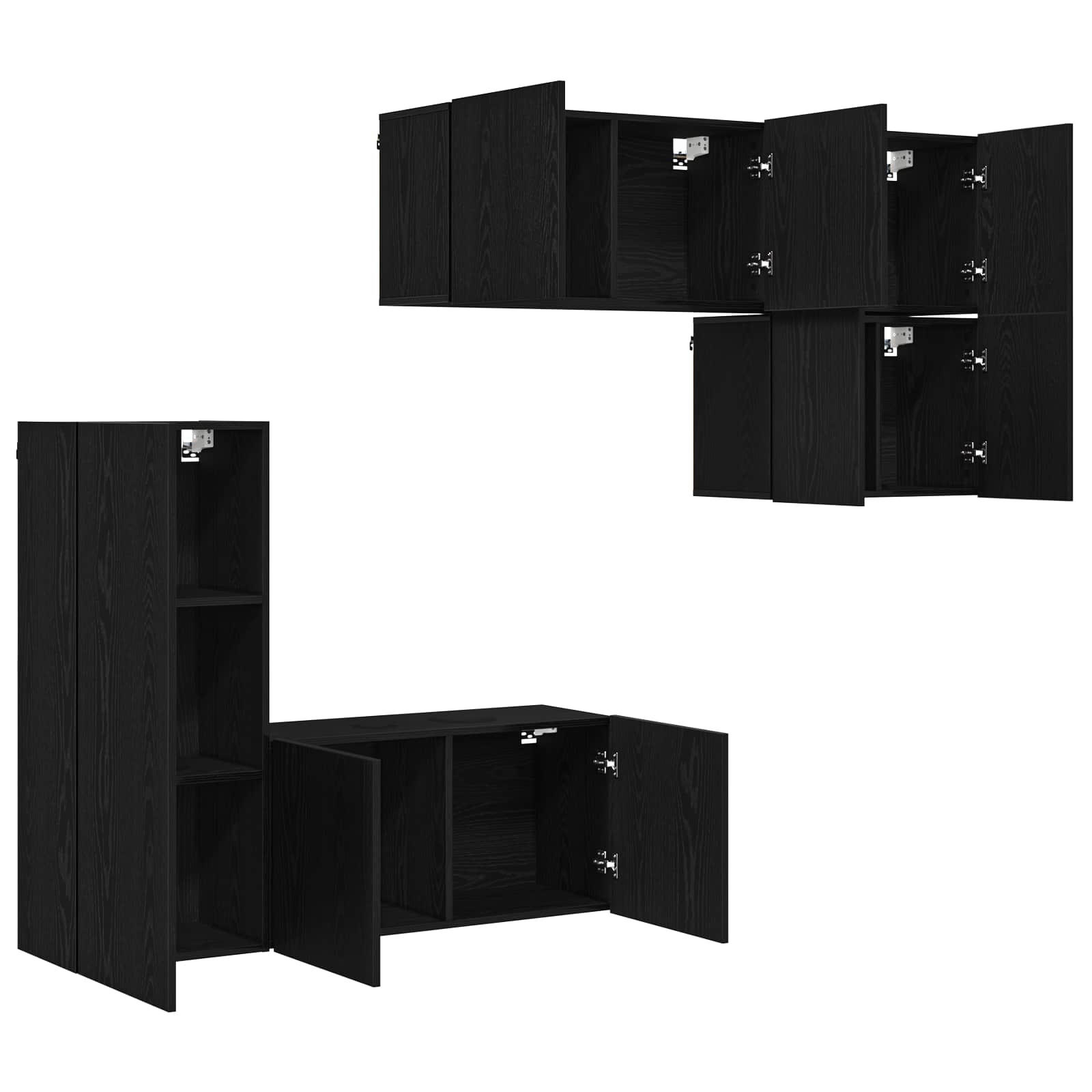 Unité murale de TV 5 pc Chêne noir Bois d'ingénierie