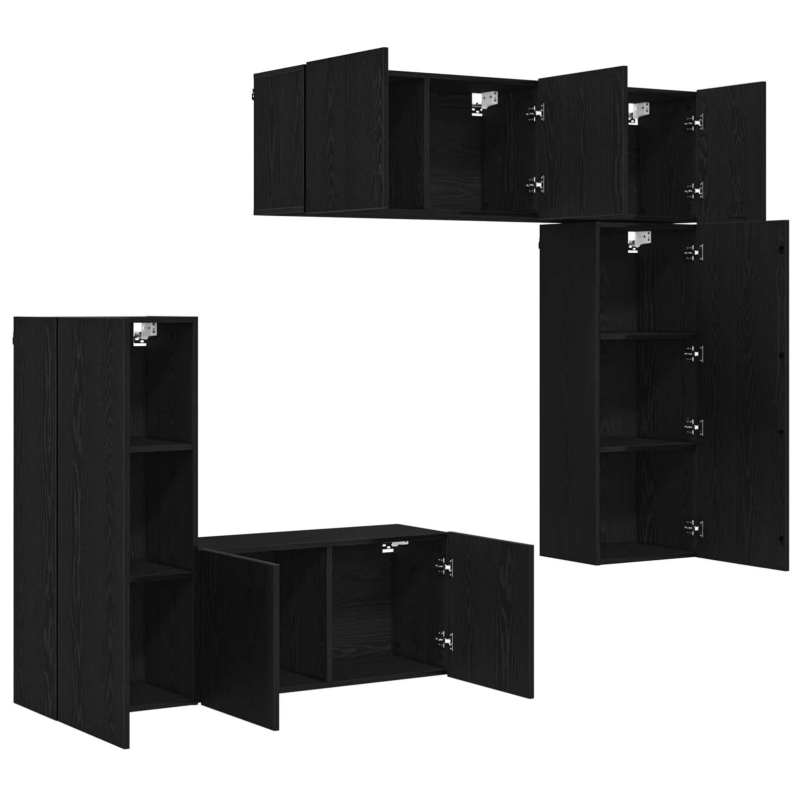 Unité murale de TV 5 pc Chêne noir Bois d'ingénierie