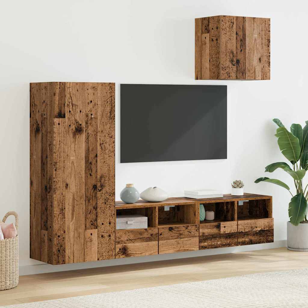 Meubles TV muraux 4 pcs Bois Ancien Bois d'ingénierie - XIOS
