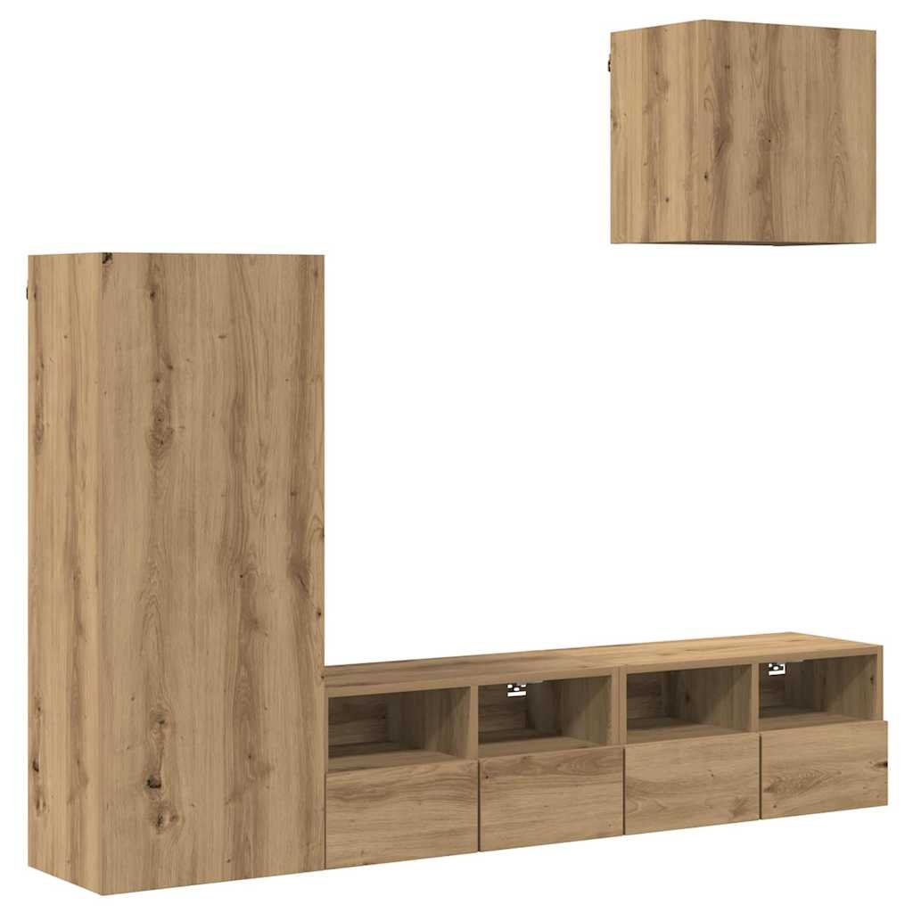 Meubles TV muraux 4 pcs Chêne artisanal Bois d'ingénierie - XIOS