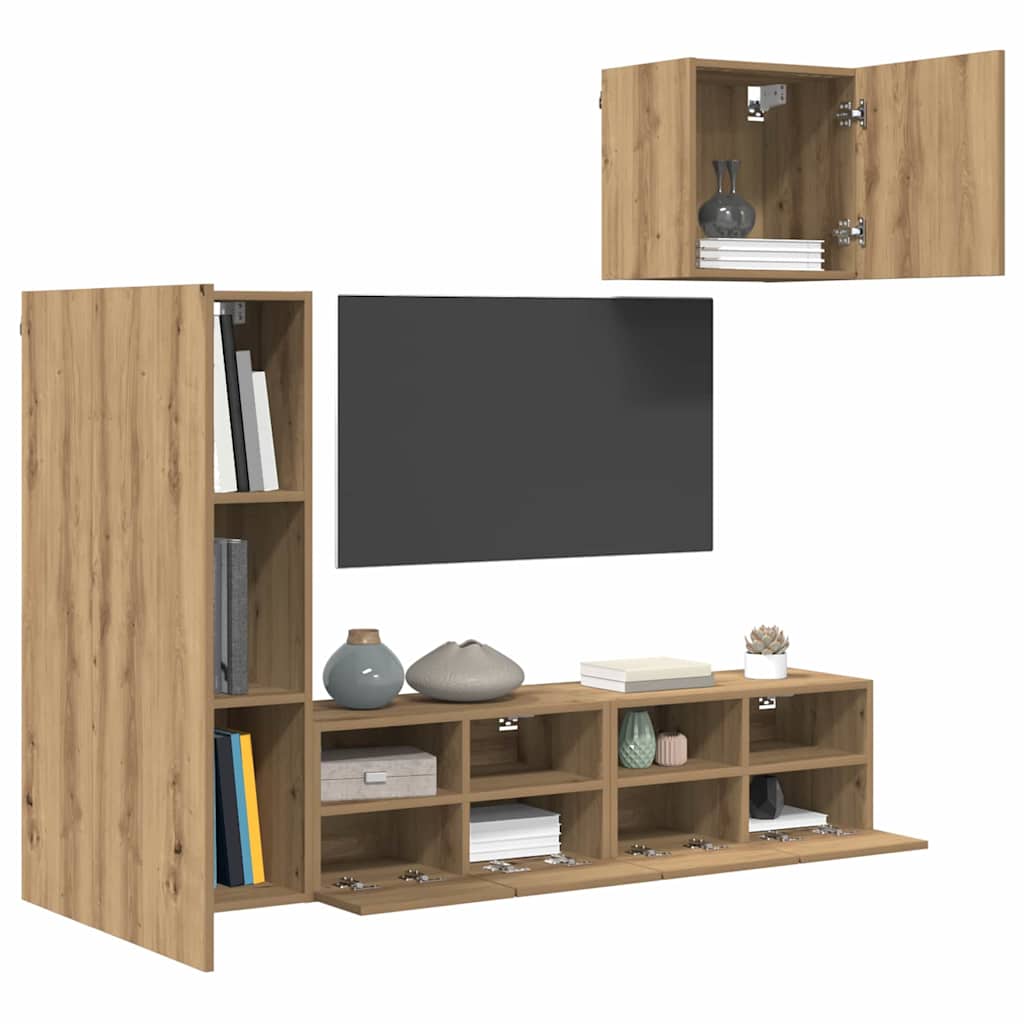 Meubles TV muraux 4 pcs Chêne artisanal Bois d'ingénierie - XIOS