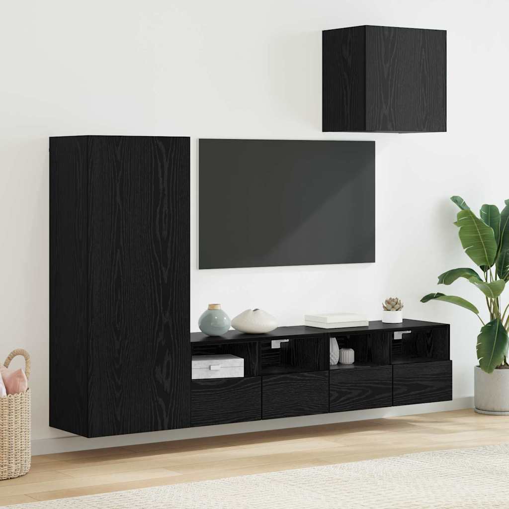 Meubles TV muraux 4 pcs Chêne noir Bois d'ingénierie - XIOS