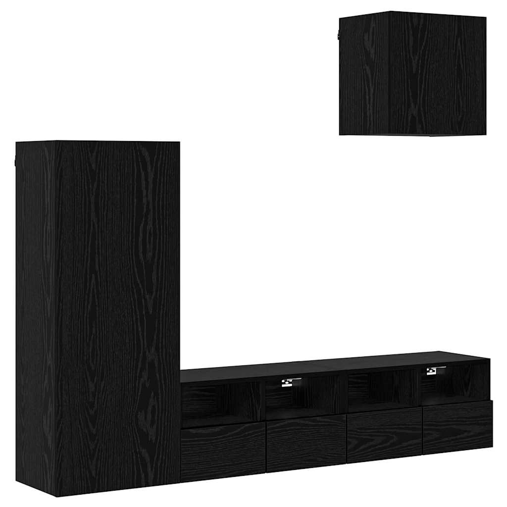 Meubles TV muraux 4 pcs Chêne noir Bois d'ingénierie - XIOS