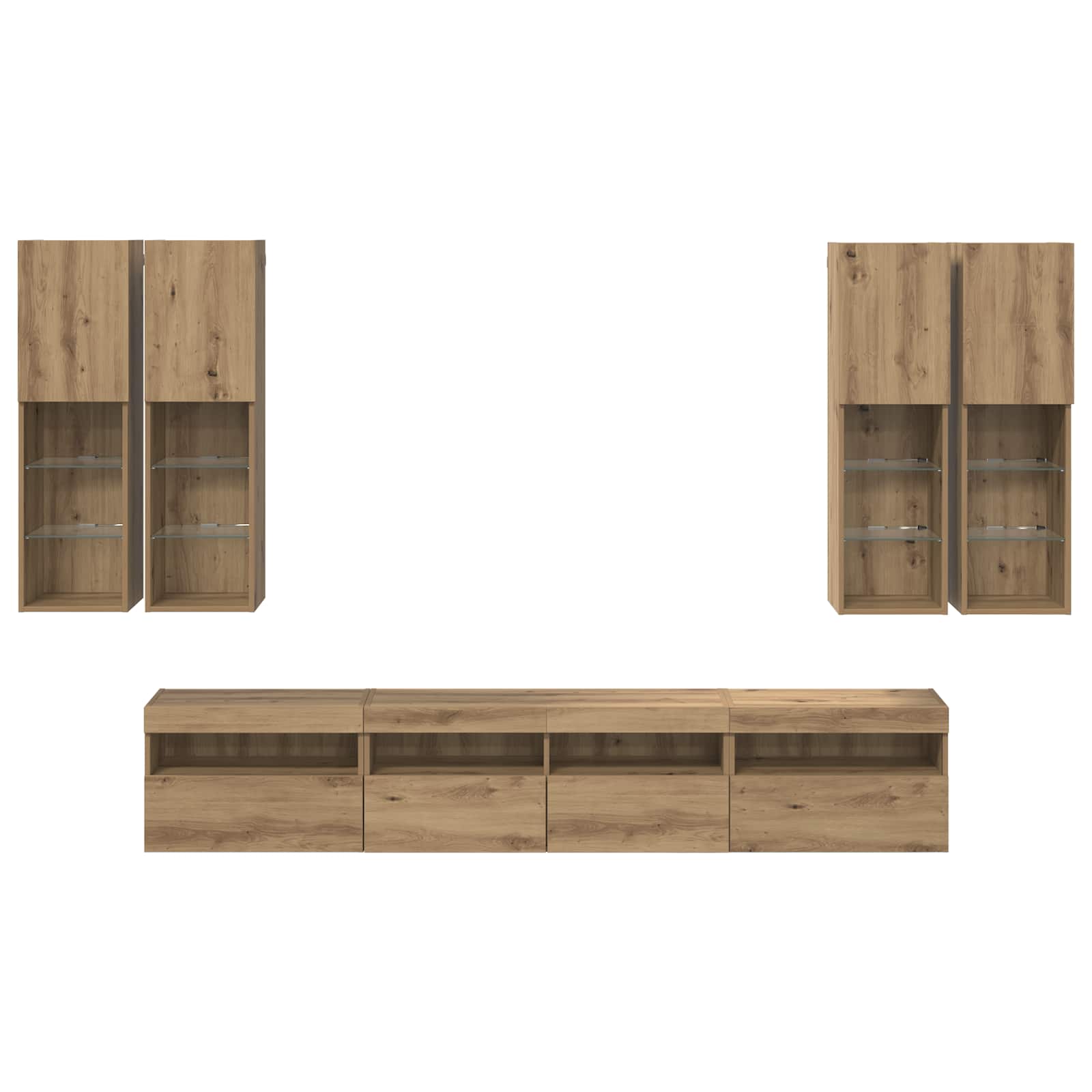 Ensemble de meuble TV mural avec éclairage LED 7 pcs - XIOS