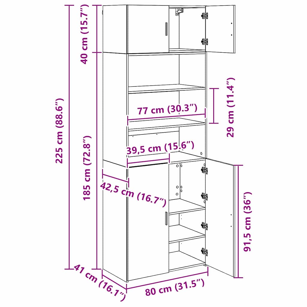 Armoire de rangement Chêne noir 80 x 42,5 x 225 cm - XIOS