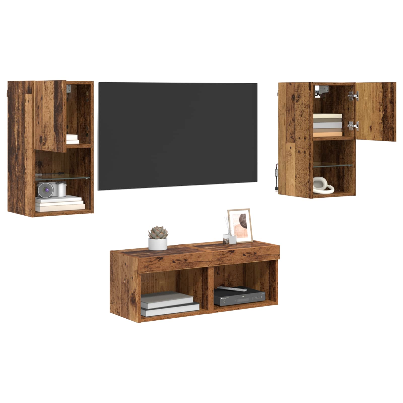 Meubles TV muraux 4 pcs Bois Ancien 30,5 x 30 x 60 cm - XIOS