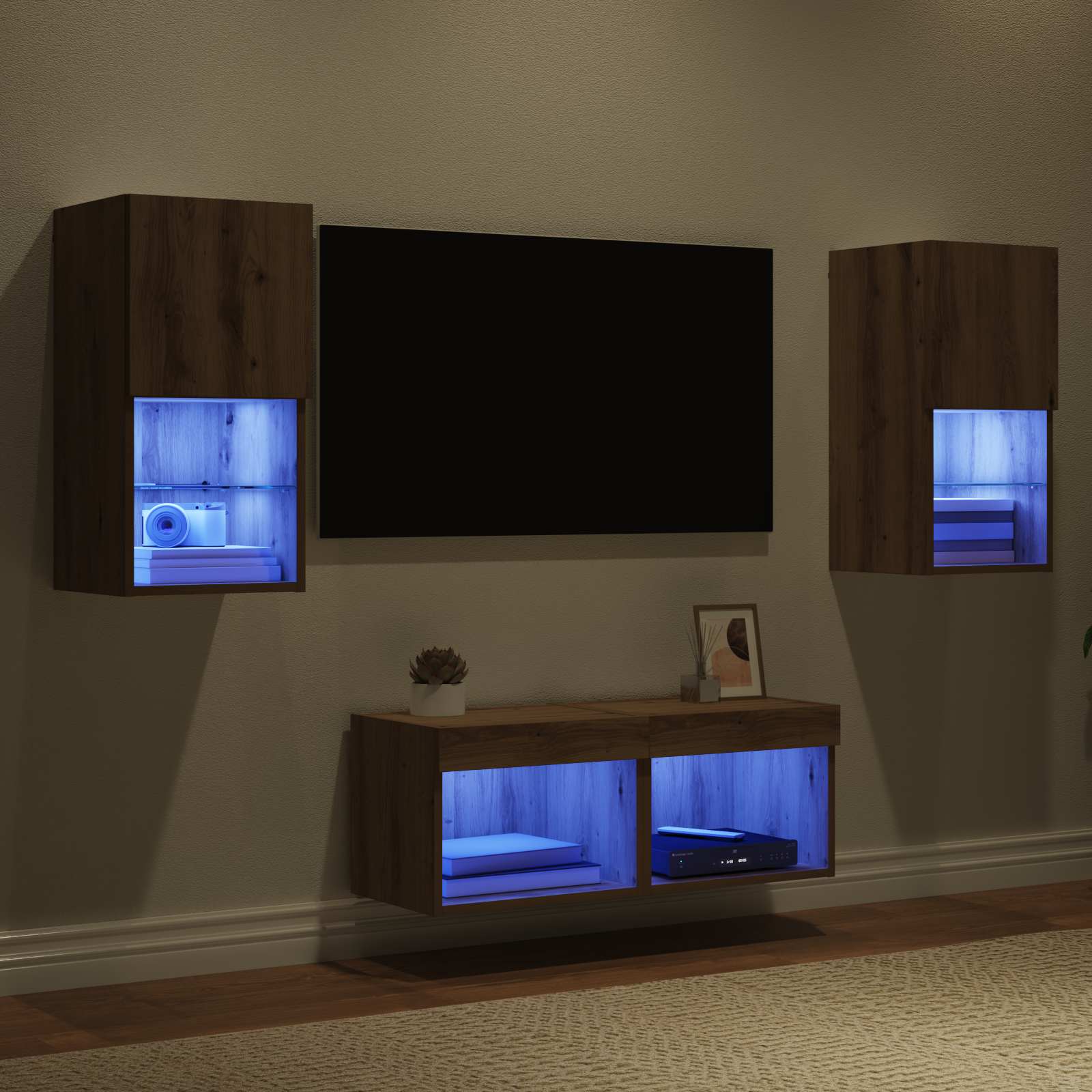 Meubles TV muraux 4 pcs Chêne artisanal Bois d'ingénierie - XIOS