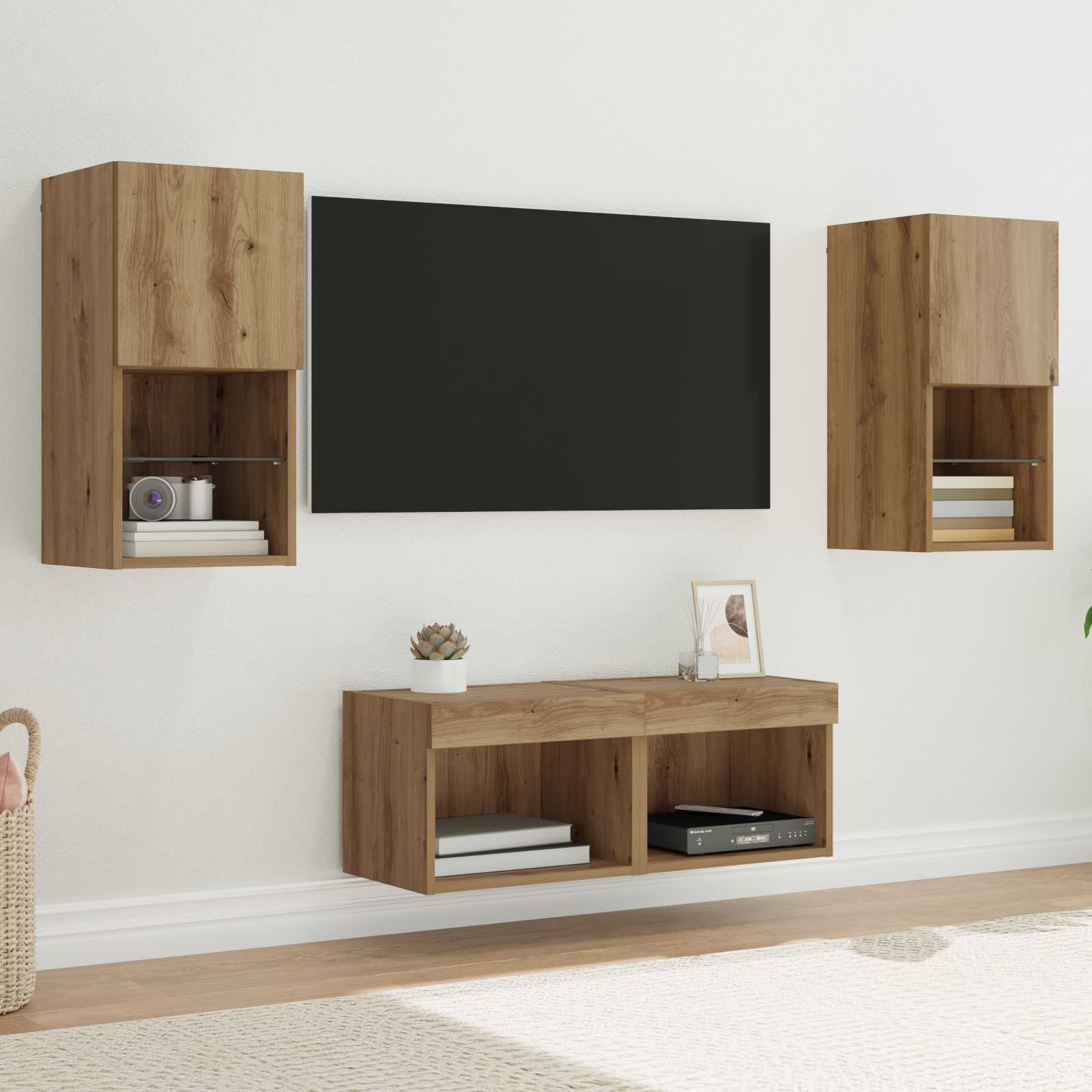 Meubles TV muraux 4 pcs Chêne artisanal Bois d'ingénierie - XIOS