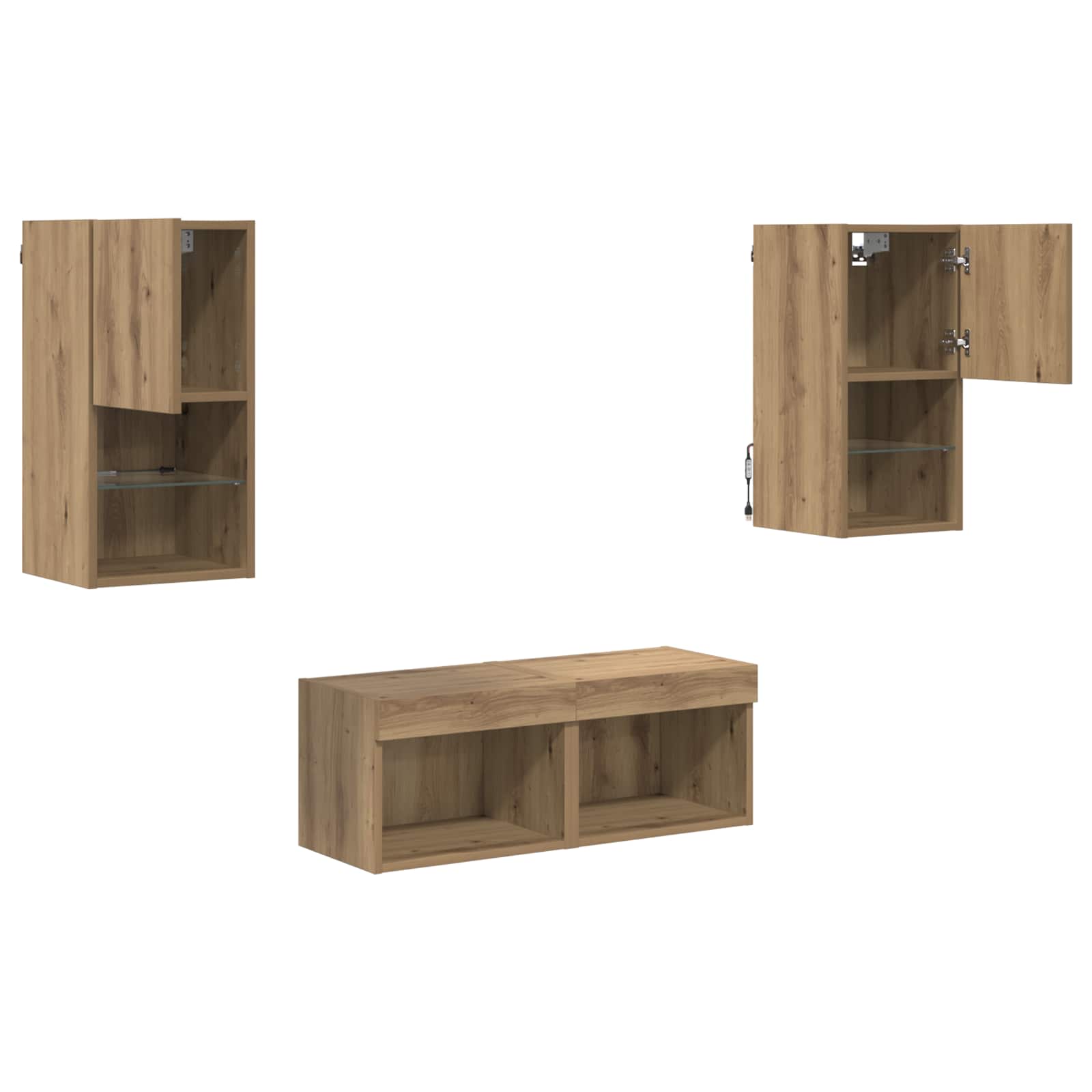 Meubles TV muraux 4 pcs Chêne artisanal Bois d'ingénierie - XIOS