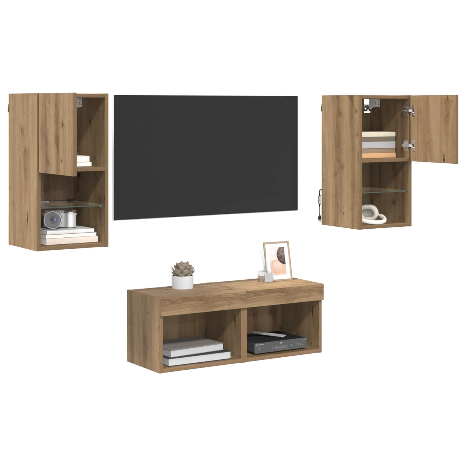 Meubles TV muraux 4 pcs Chêne artisanal Bois d'ingénierie - XIOS