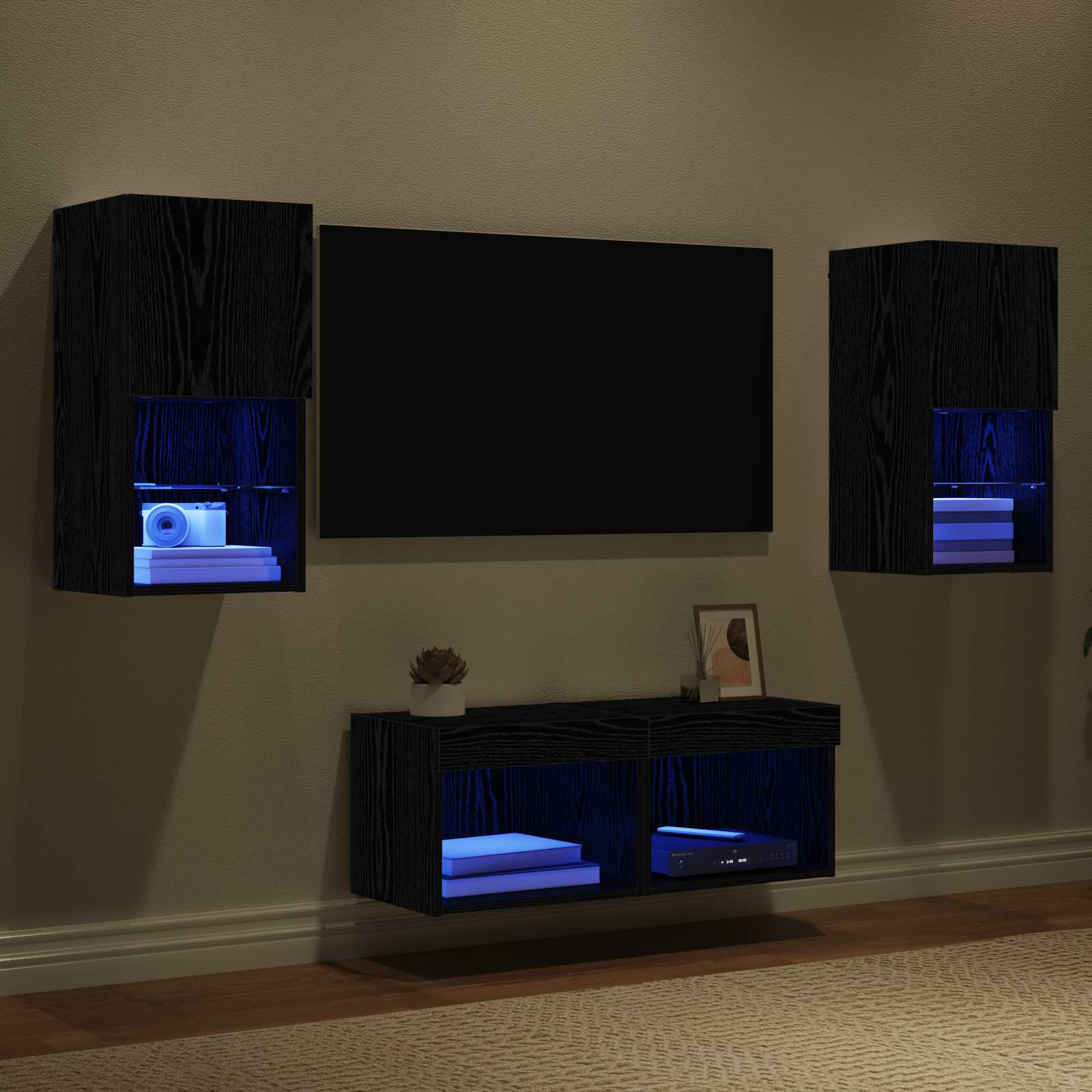 Meubles TV muraux 4 pcs Chêne noir Bois d'ingénierie - XIOS