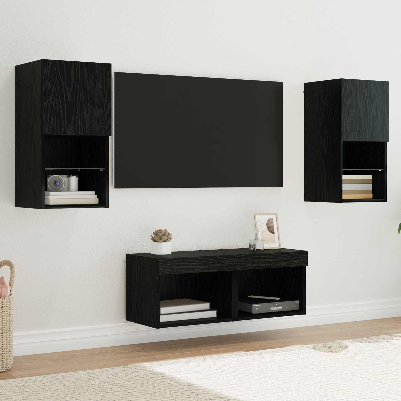 Meubles TV muraux 4 pcs Chêne noir Bois d'ingénierie - XIOS