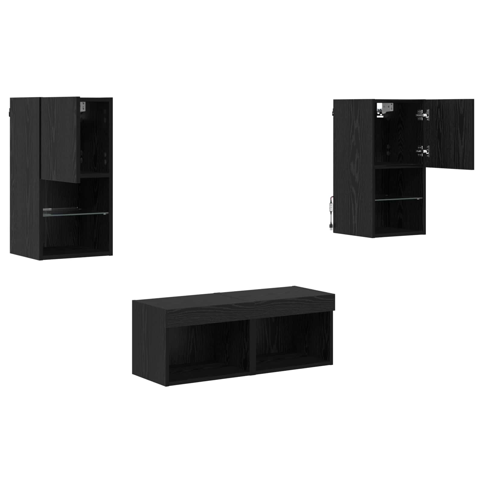 Meubles TV muraux 4 pcs Chêne noir Bois d'ingénierie - XIOS