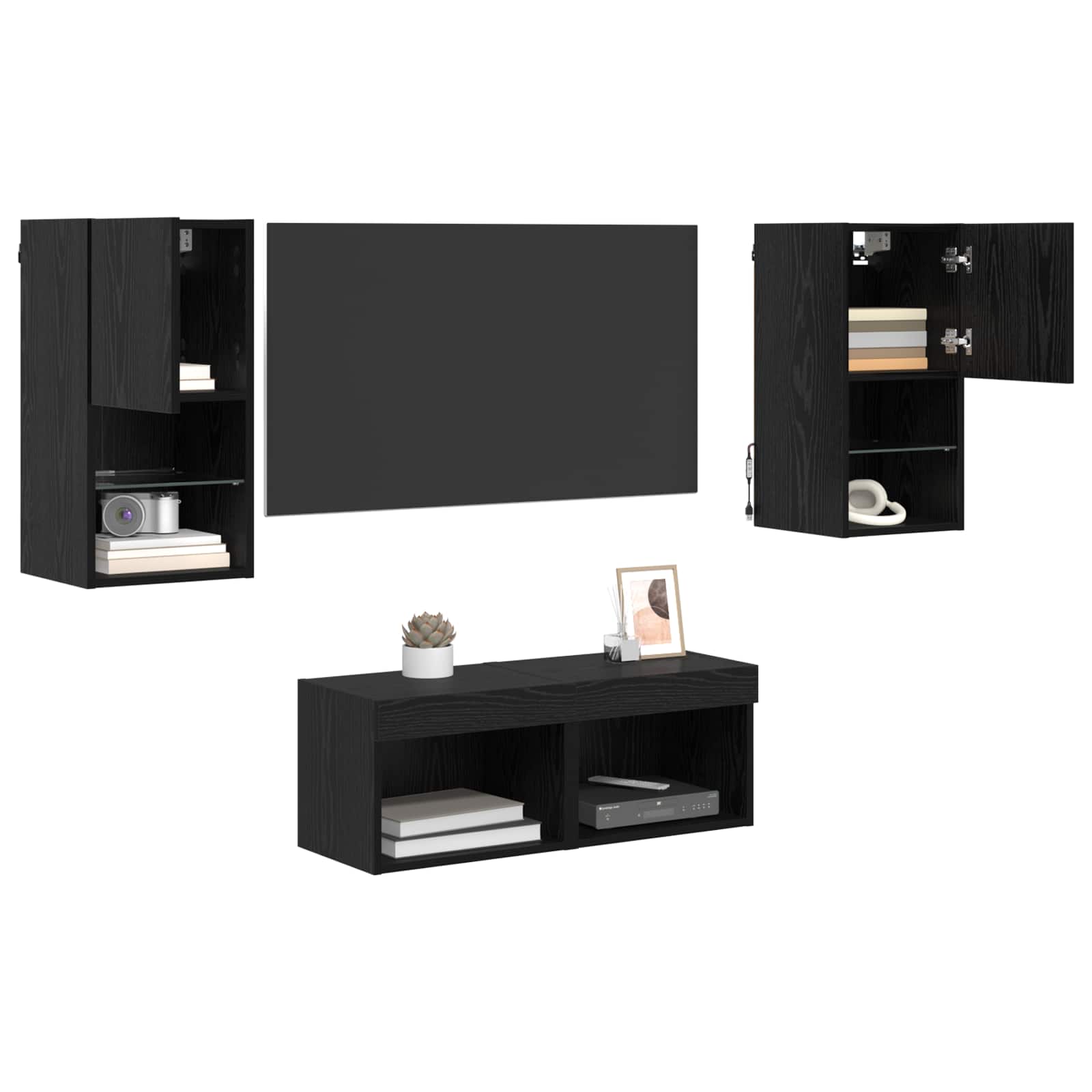 Meubles TV muraux 4 pcs Chêne noir Bois d'ingénierie - XIOS