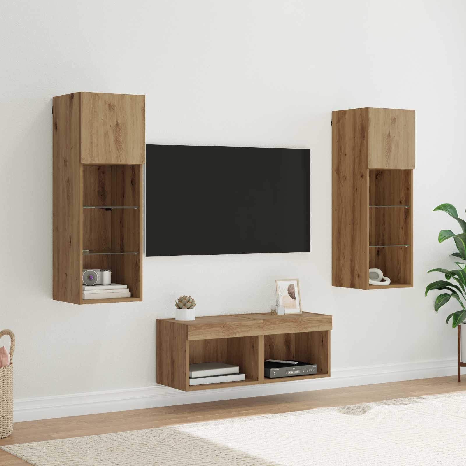 Meubles TV muraux 4 pcs Chêne noir 40 x 30 x 30 cm - XIOS