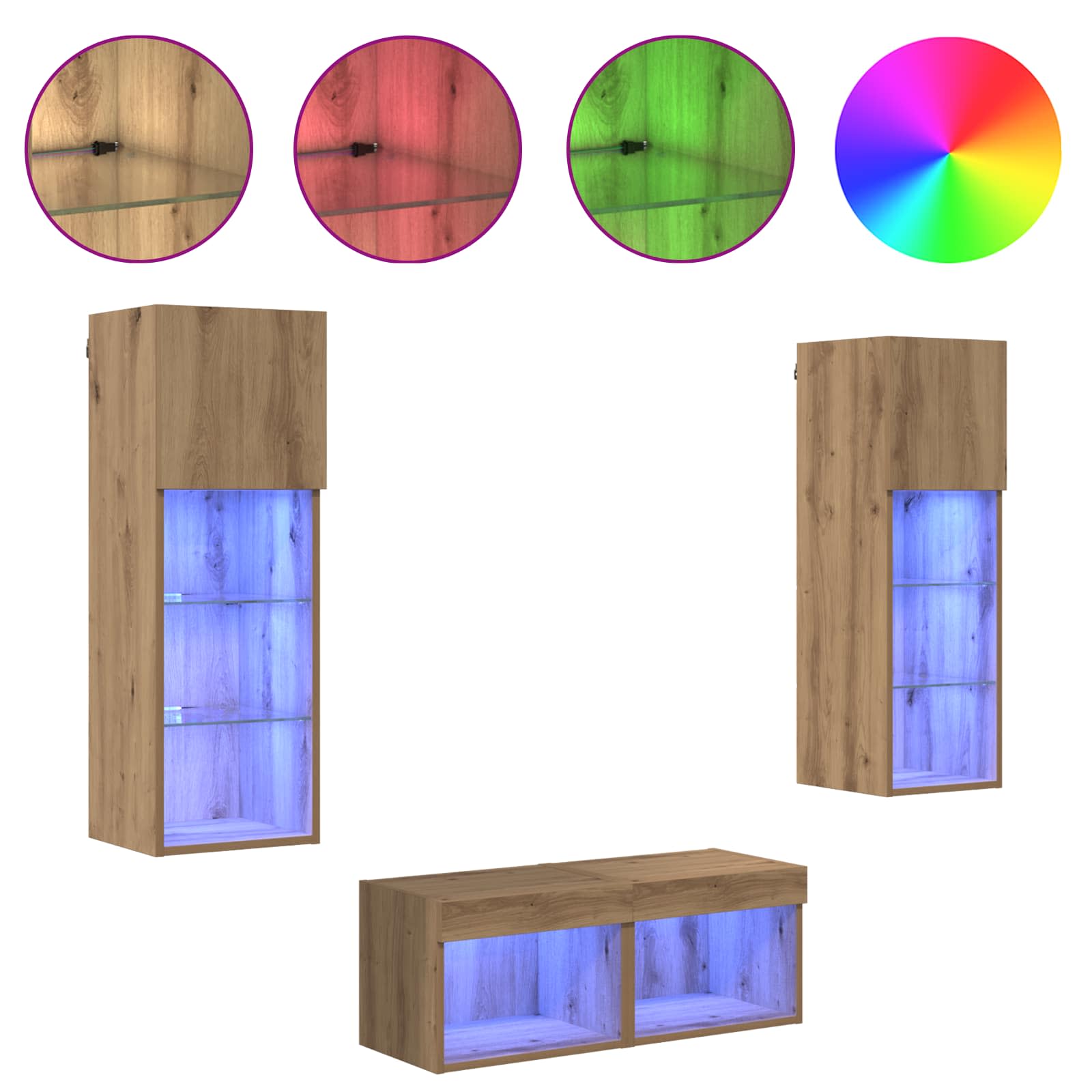 Meubles TV muraux 4 pcs Chêne noir 40 x 30 x 30 cm - XIOS
