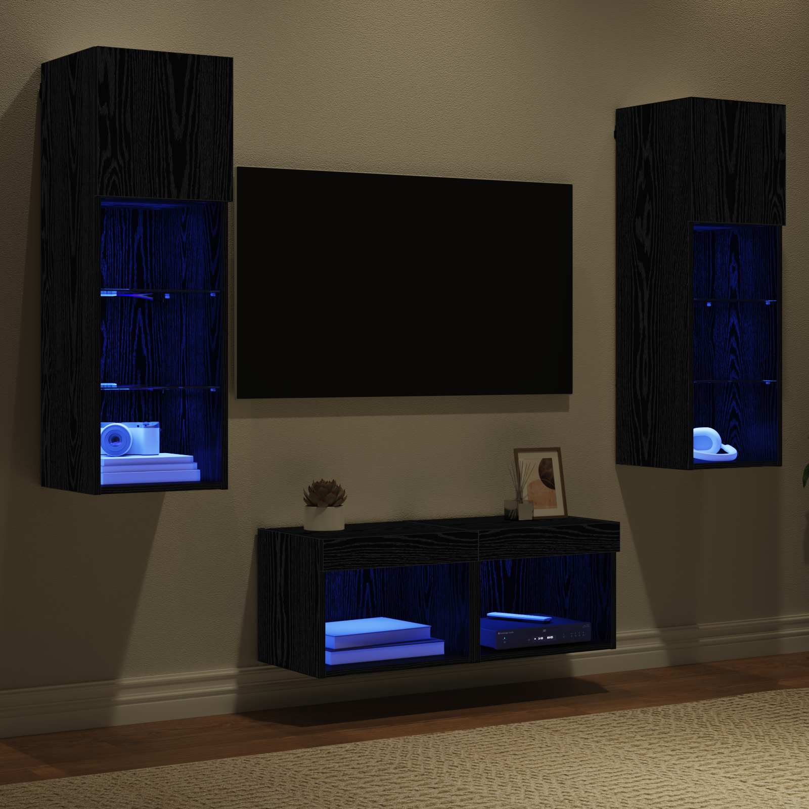 Meubles TV muraux 4 pcs Chêne noir 40 x 30 x 30 cm - XIOS
