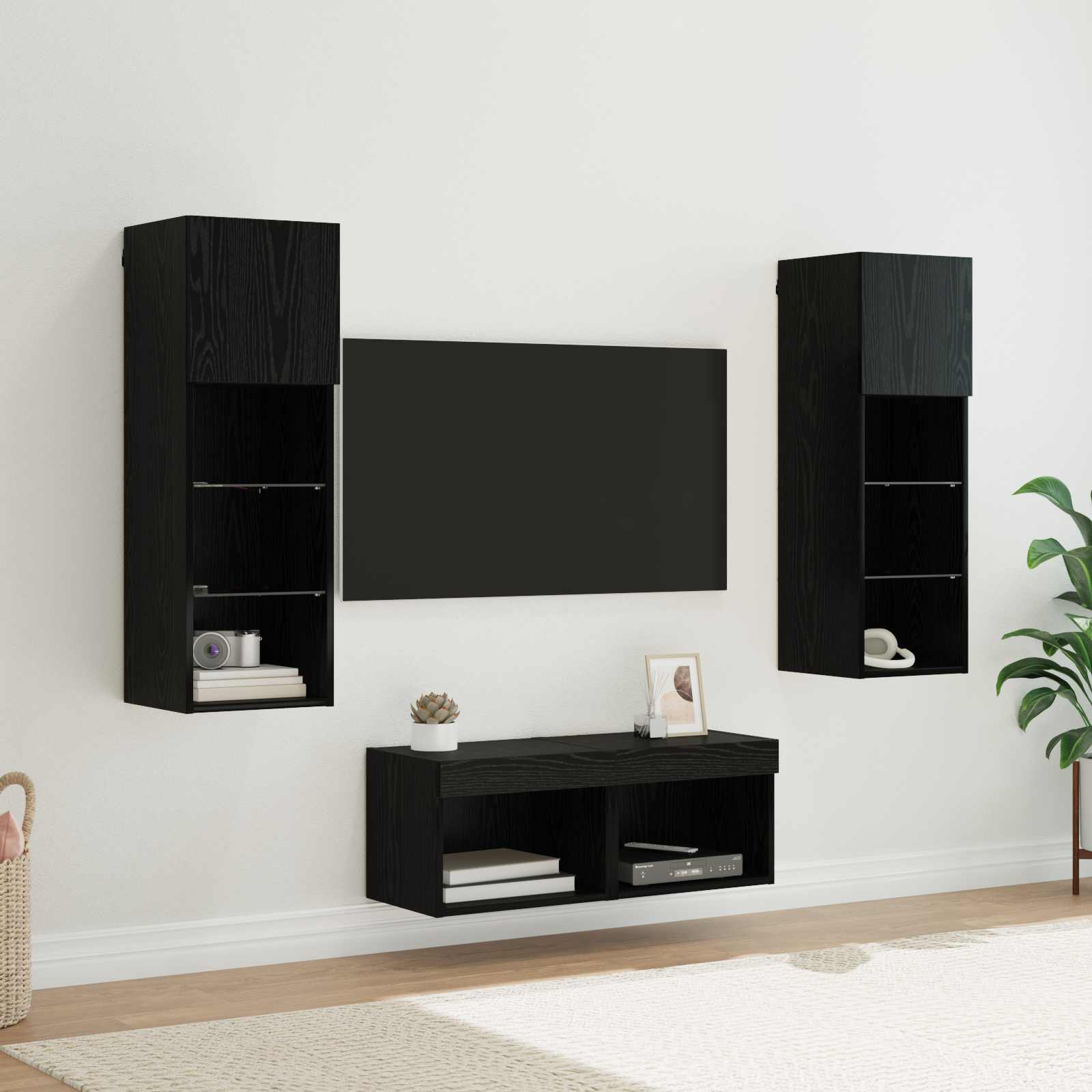 Meubles TV muraux 4 pcs Chêne noir 40 x 30 x 30 cm - XIOS