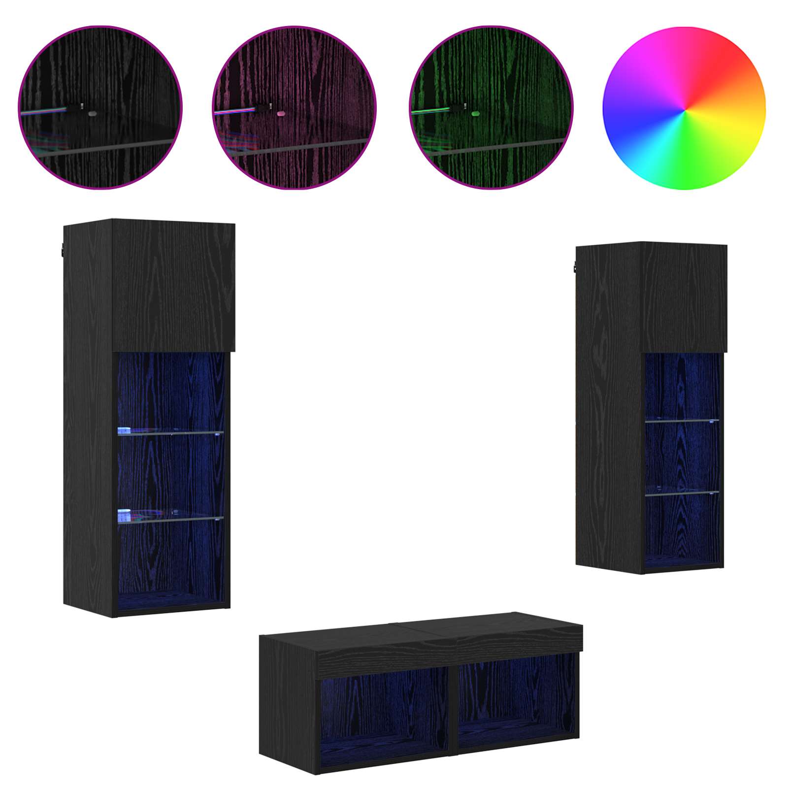 Meubles TV muraux 4 pcs Chêne noir 40 x 30 x 30 cm - XIOS
