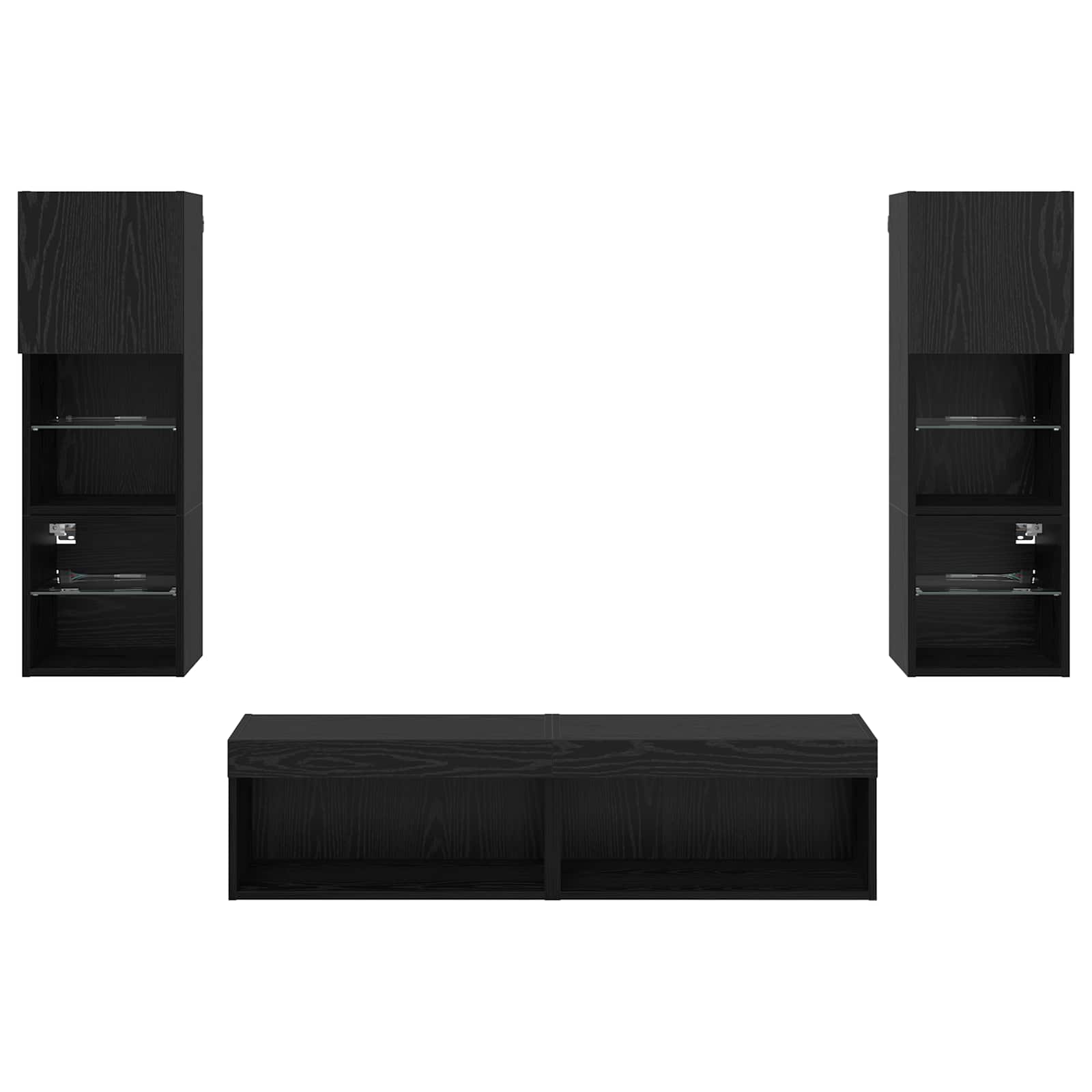 Unité murale de TV 6 pcs Chêne noir Bois d'ingénierie - XIOS