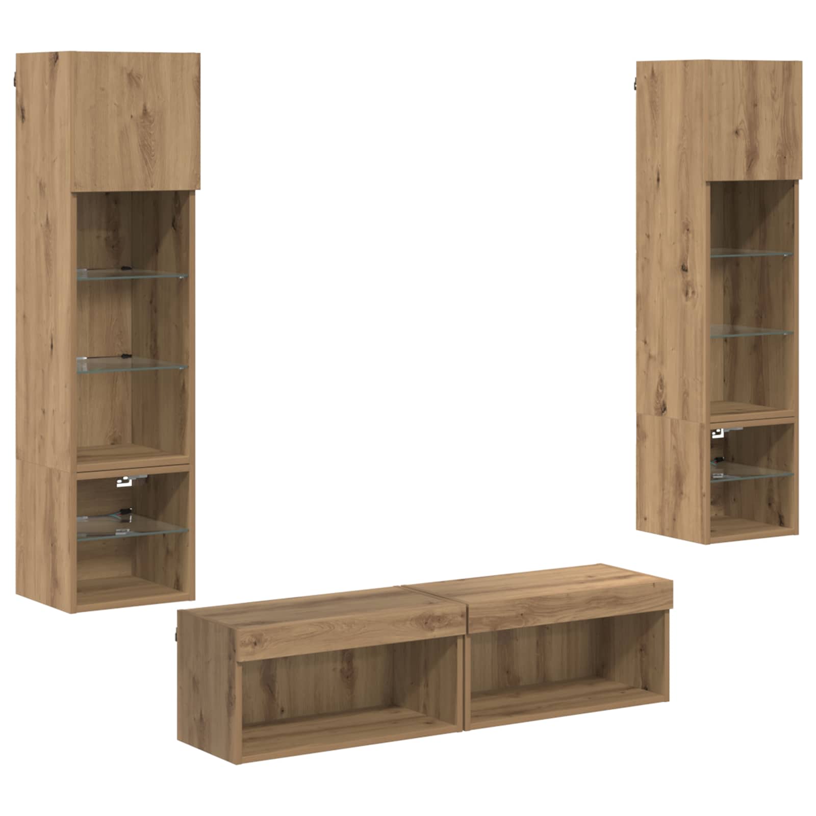 Unité murale de TV 6 pcs Chêne artisanal Bois d'ingénierie - XIOS
