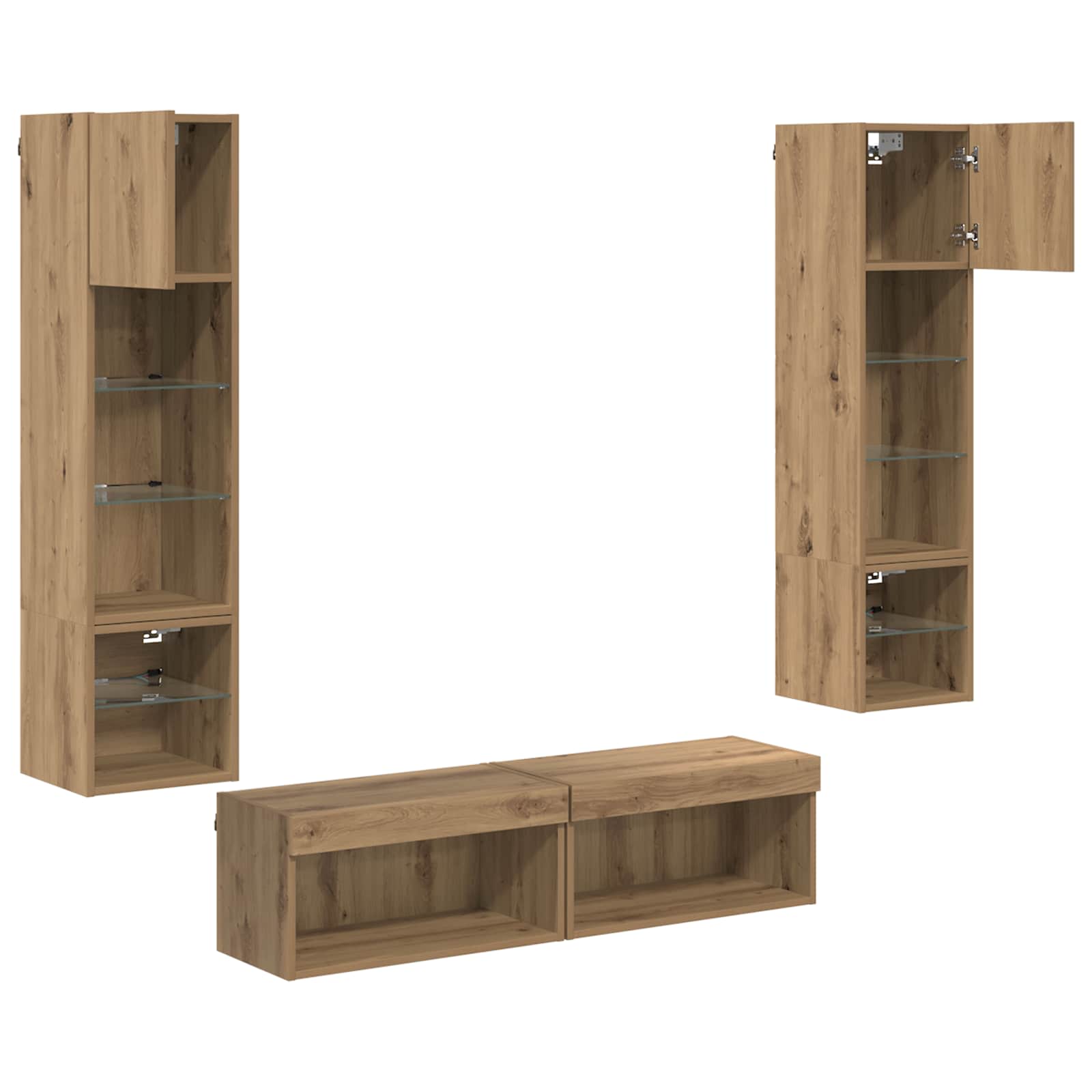 Unité murale de TV 6 pcs Chêne artisanal Bois d'ingénierie - XIOS