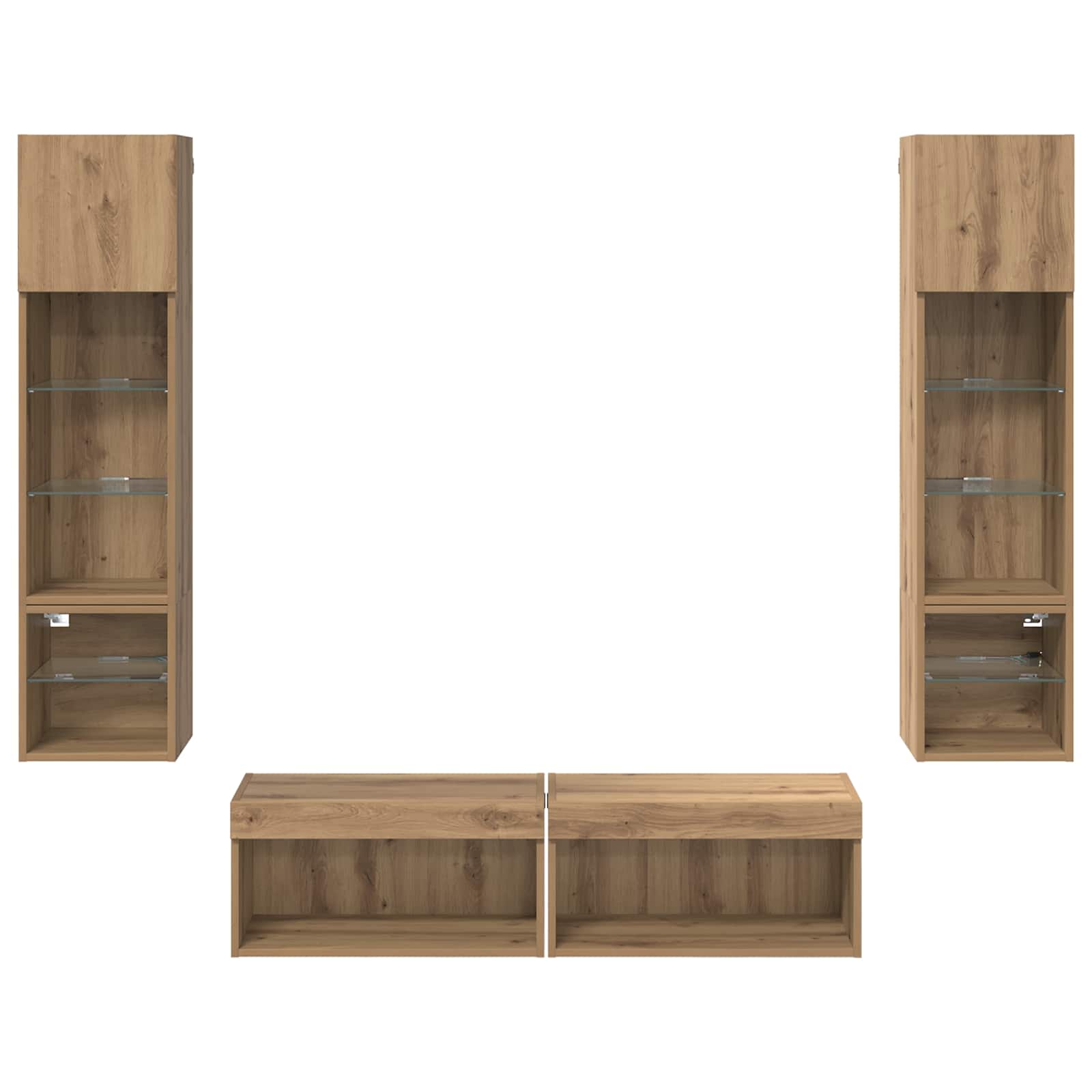 Unité murale de TV 6 pcs Chêne artisanal Bois d'ingénierie - XIOS