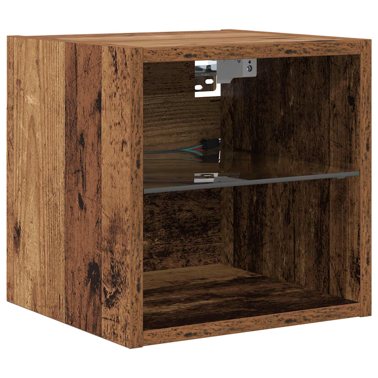 Meuble TV avec des lumières à LED 8 pcs Bois Ancien Verre - XIOS