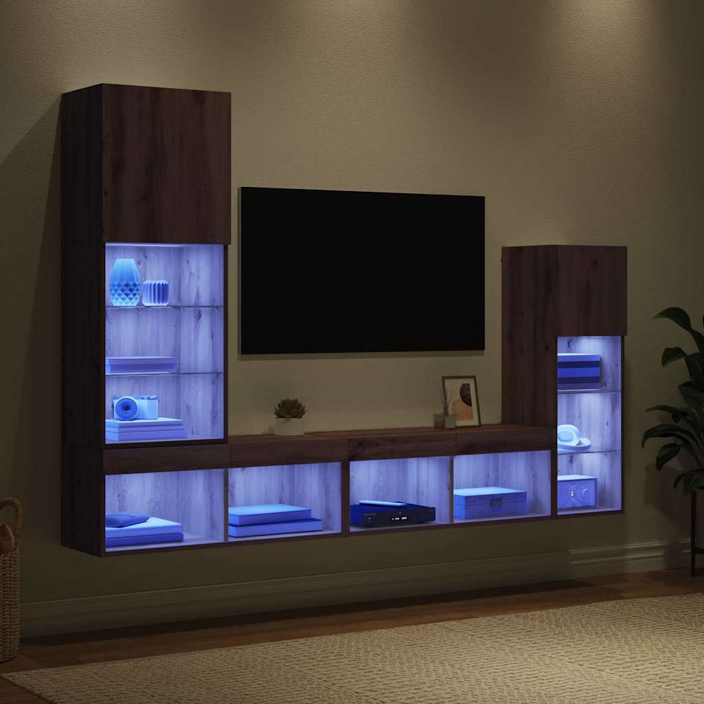 Meubles TV muraux 4 pcs Chêne artisanal Bois d'ingénierie - XIOS