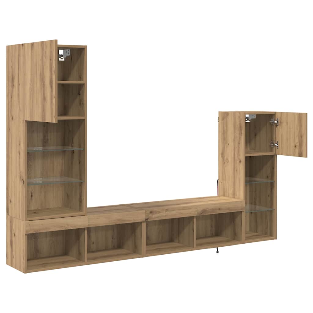 Meubles TV muraux 4 pcs Chêne artisanal Bois d'ingénierie - XIOS