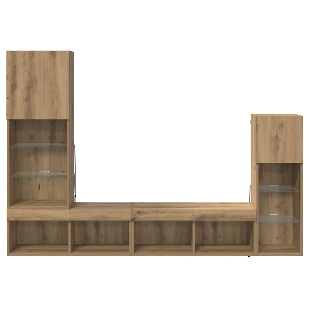 Meubles TV muraux 4 pcs Chêne artisanal Bois d'ingénierie - XIOS