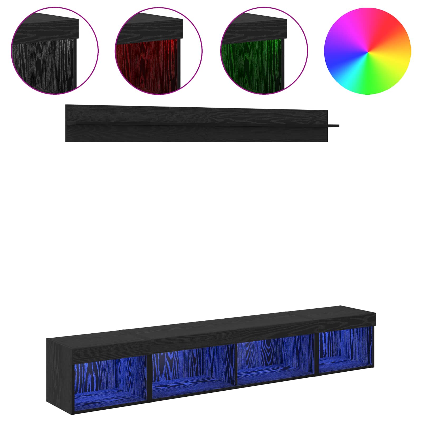 Ensemble de meuble TV mural 5 pcs Chêne noir Bois d'ingénierie - XIOS