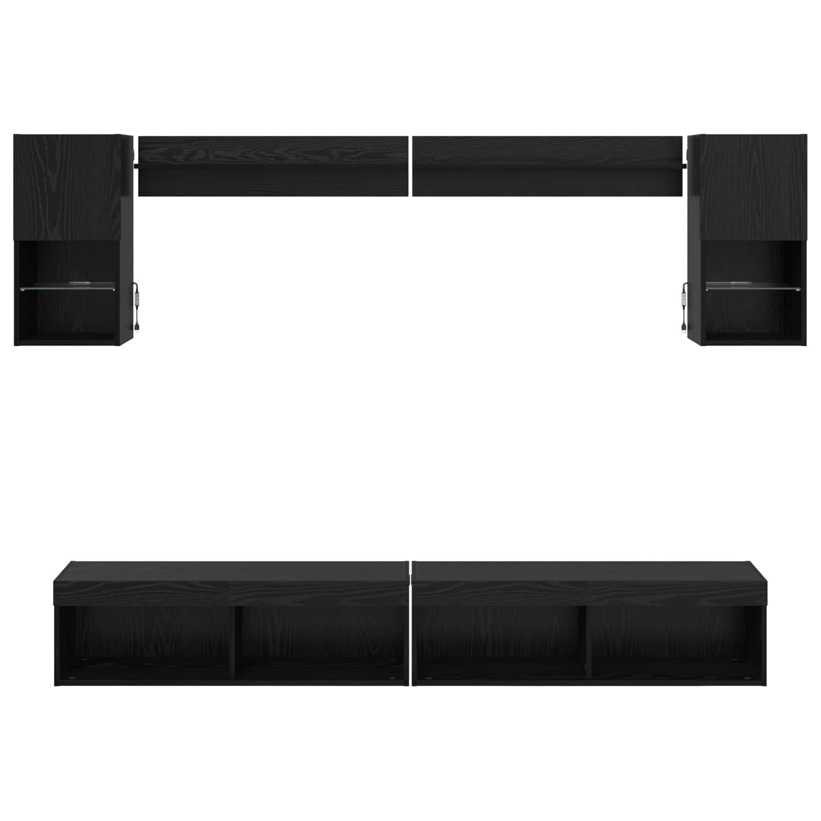 Unités murales TV avec LED 6 pcs Chêne noir Bois d'ingénierie - XIOS