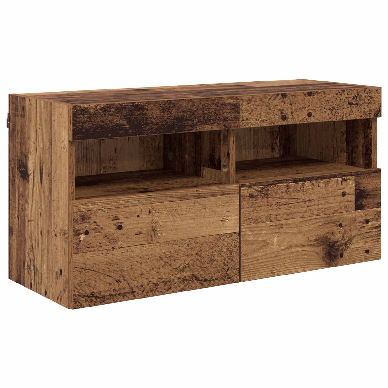 Unité murale de TV avec LED 4 pcs Bois ancien Bois d'ingénierie - XIOS