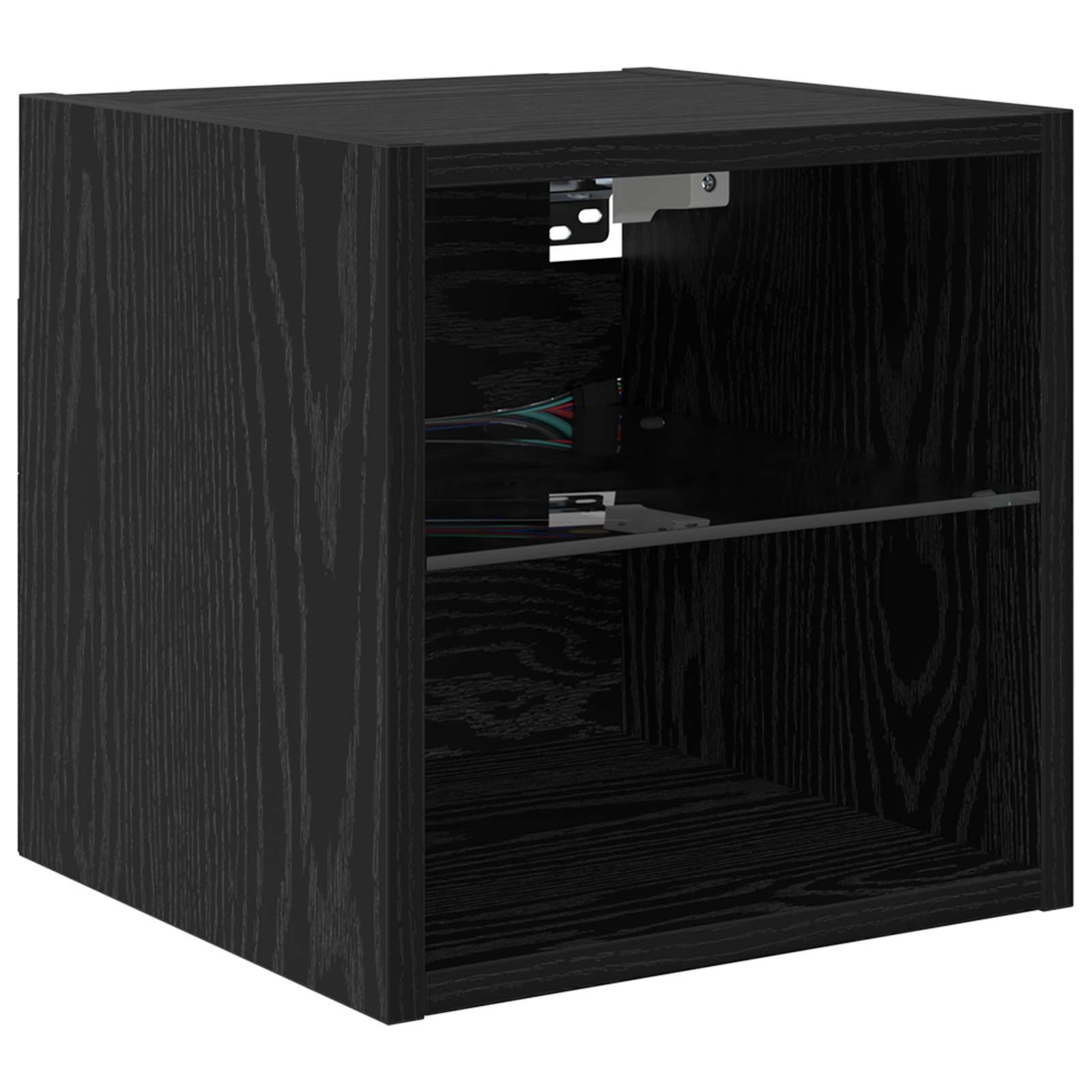 Unité murale de TV avec LED 4 pcs Chêne noir Bois d'ingénierie - XIOS