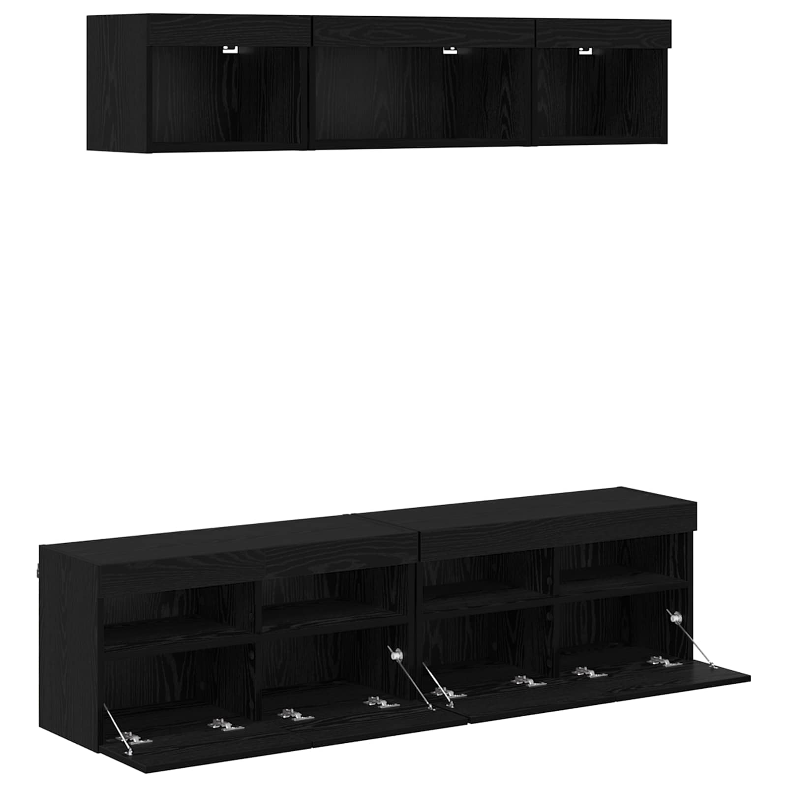 Unités murales TV avec LED 5 pcs Chêne noir 80 x 30 x 40 cm - XIOS