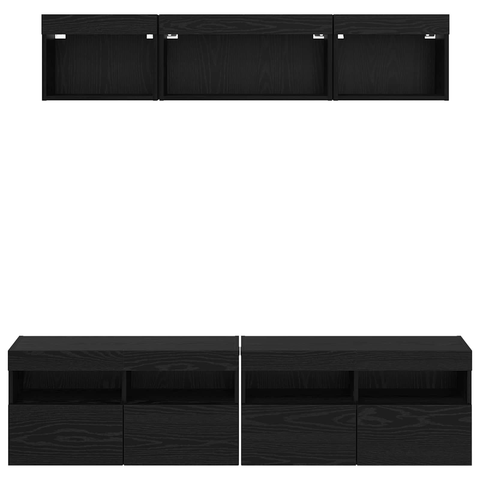 Unités murales TV avec LED 5 pcs Chêne noir 80 x 30 x 40 cm - XIOS