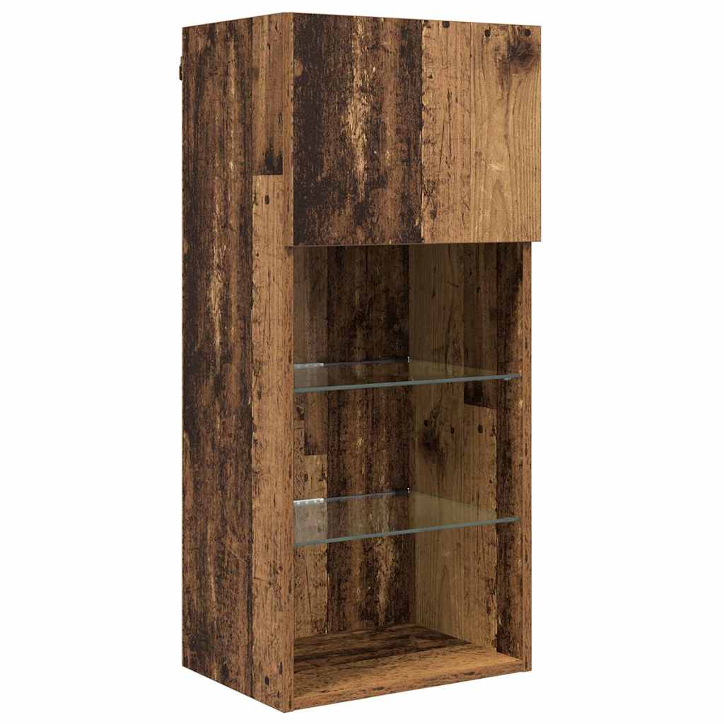 Unités murales TV avec LED 5 pcs Bois Ancien 40,5 x 30 x 90 cm - XIOS