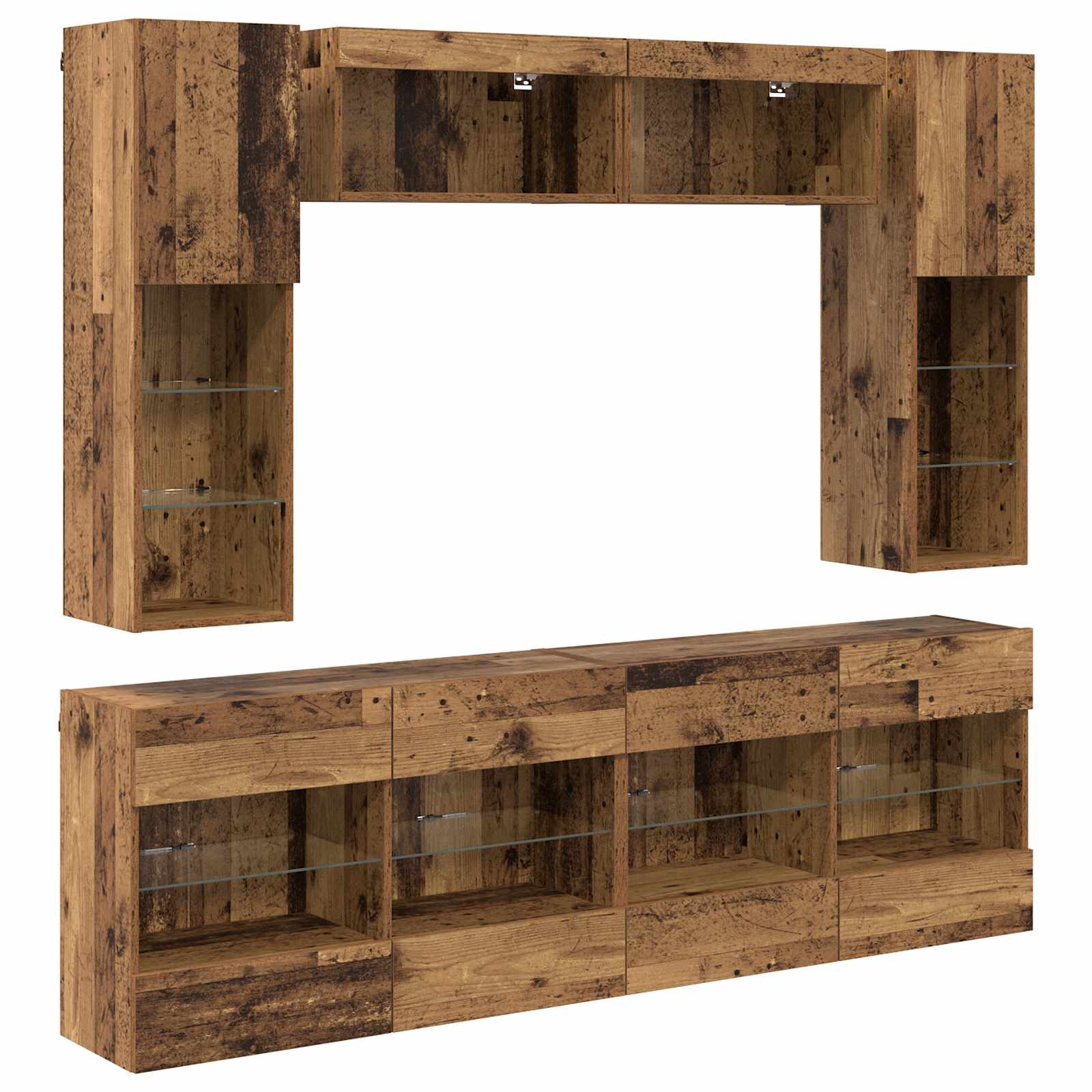 Ensemble de meuble TV mural 6 pcs Bois ancien Bois d’ingénierie - XIOS