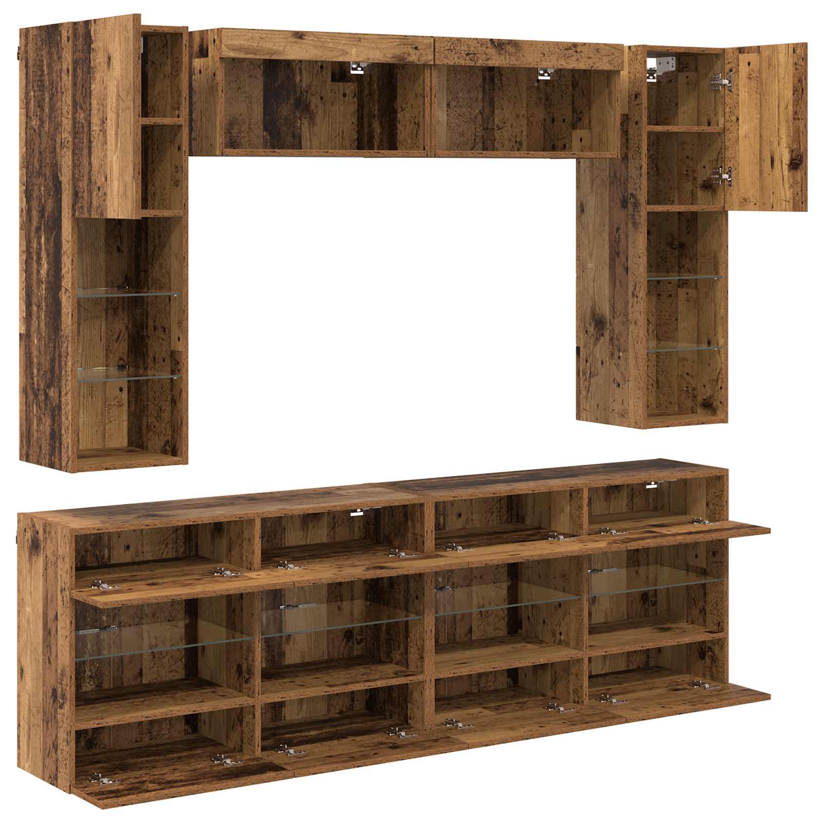 Ensemble de meuble TV mural 6 pcs Bois ancien Bois d’ingénierie - XIOS