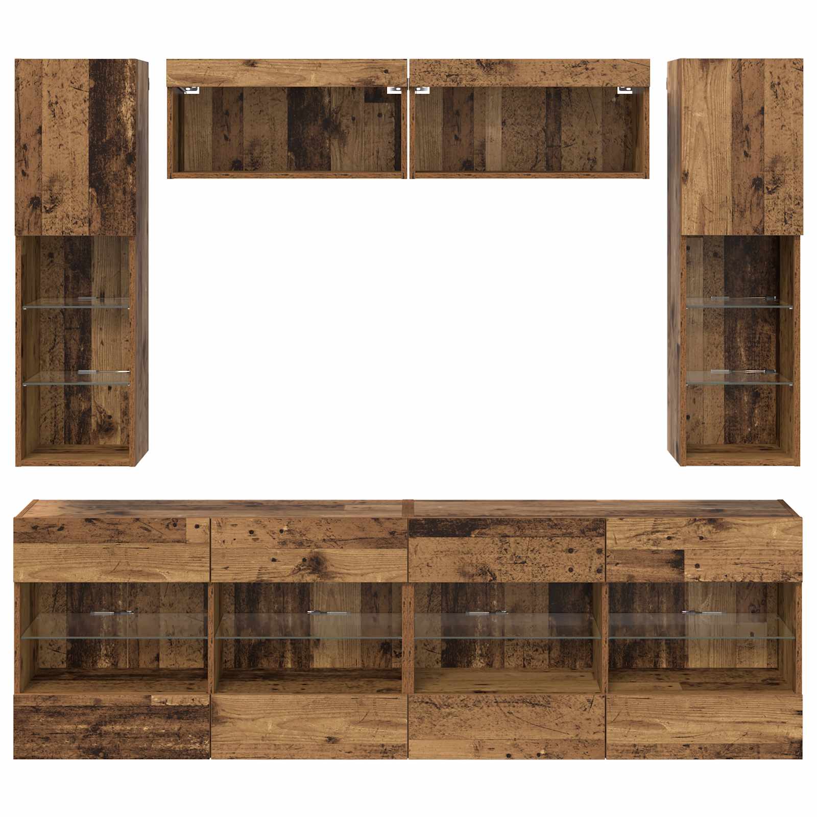 Ensemble de meuble TV mural 6 pcs Bois ancien Bois d’ingénierie - XIOS