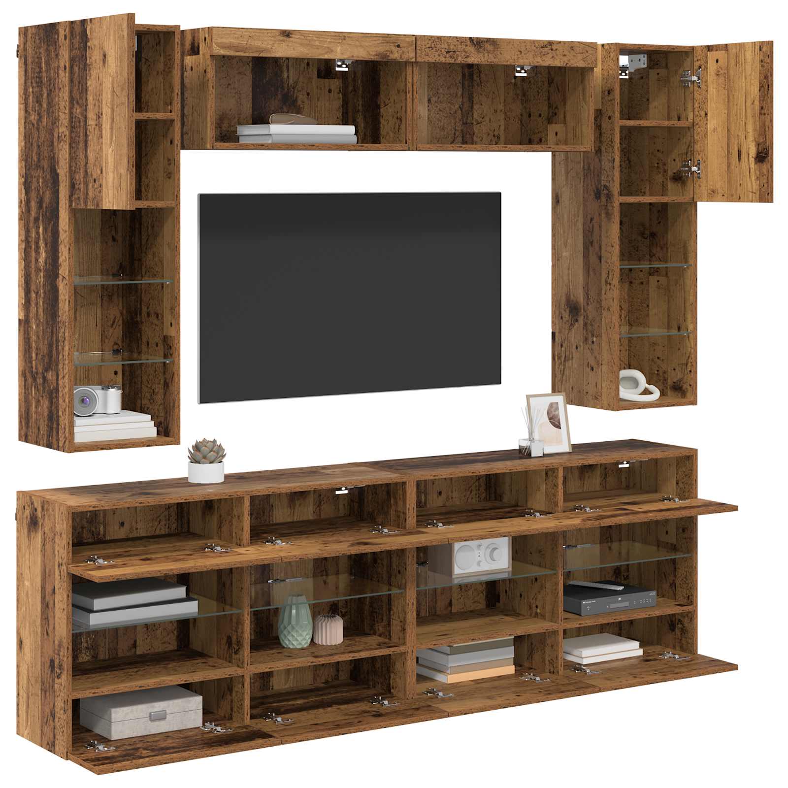 Ensemble de meuble TV mural 6 pcs Bois ancien Bois d’ingénierie - XIOS