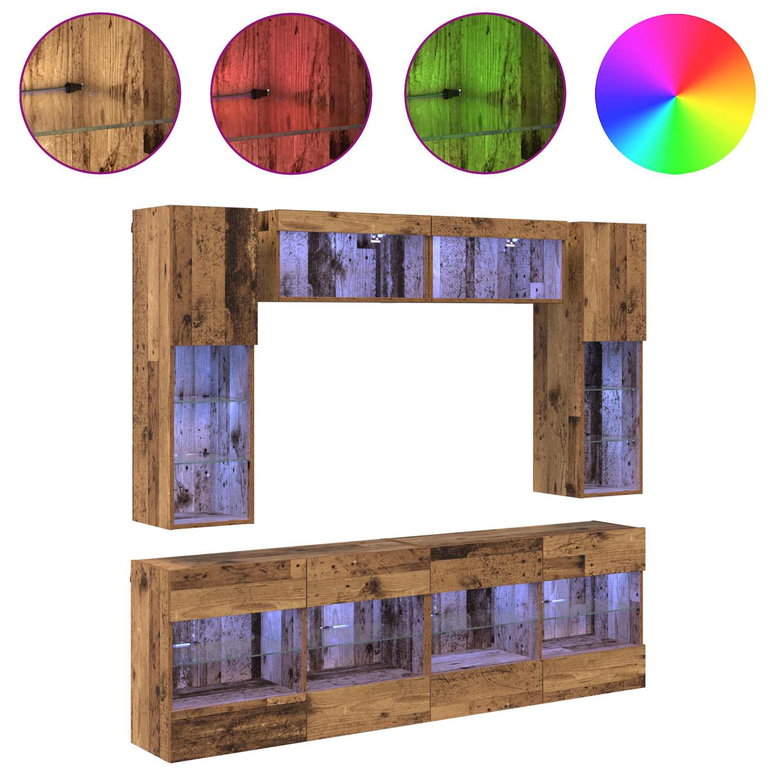 Ensemble de meuble TV mural 6 pcs Bois ancien Bois d’ingénierie - XIOS