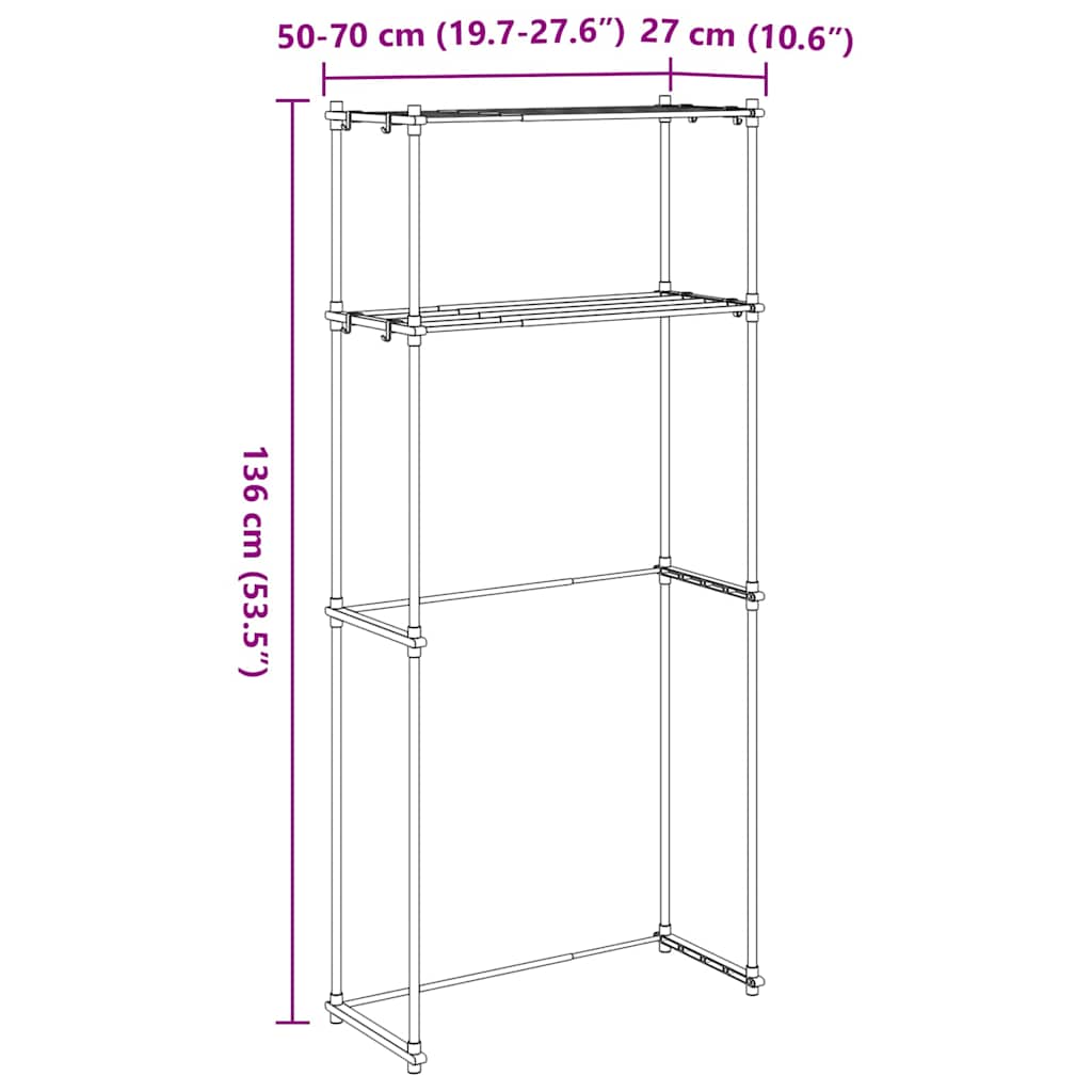 Étagère pour machine à laver Blanc 63 x 27 x 136 cm Aluminium - XIOS