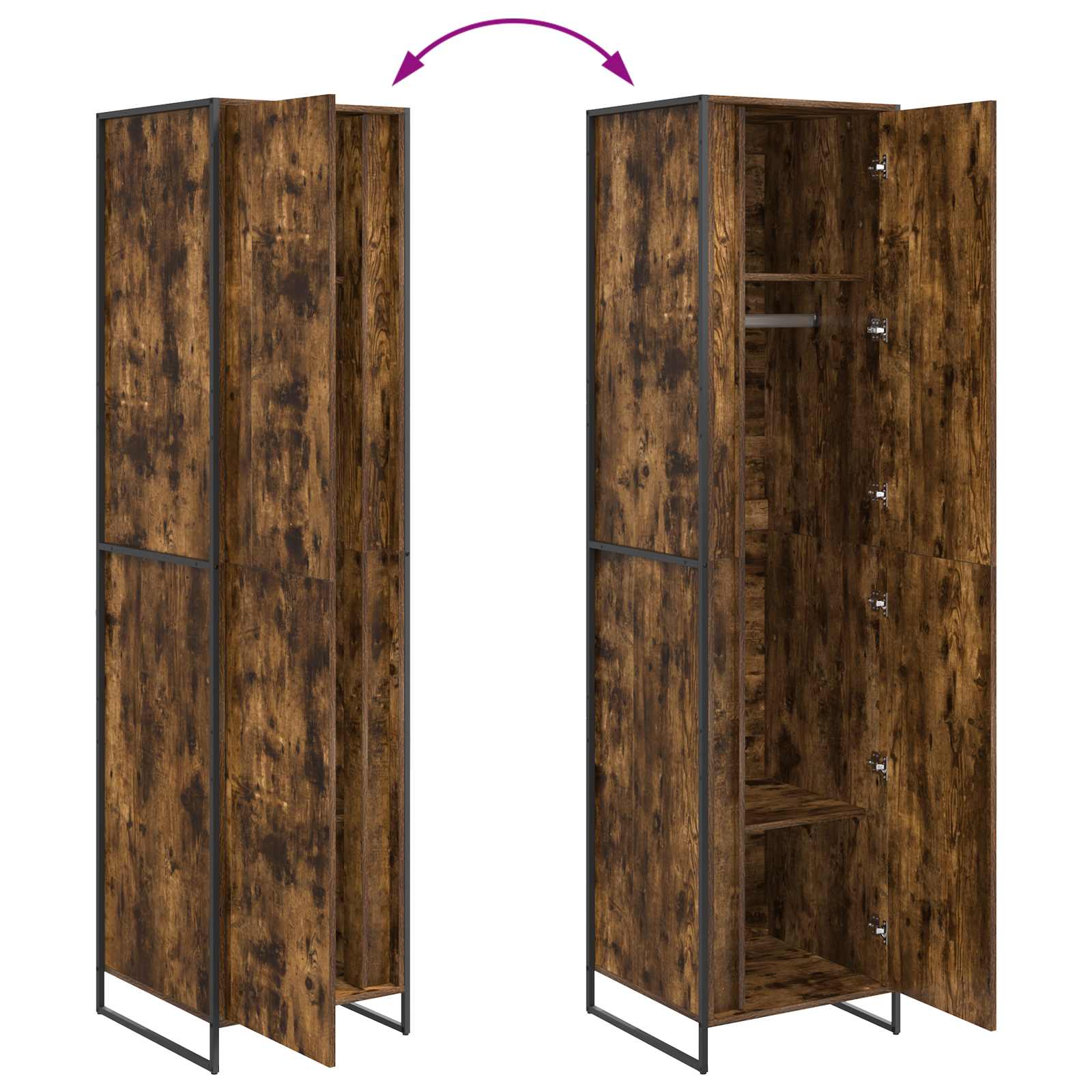 Garde-robe 2 pcs Chêne Fumé 50 x 50 x 200 cm Bois d'ingénierie - XIOS