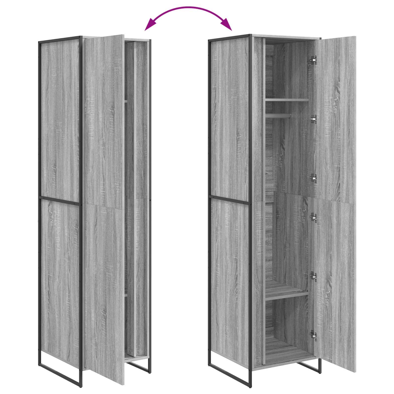 Garde-robe 2 pcs Gris Sonoma 50 x 50 x 200 cm Bois d'ingénierie - XIOS